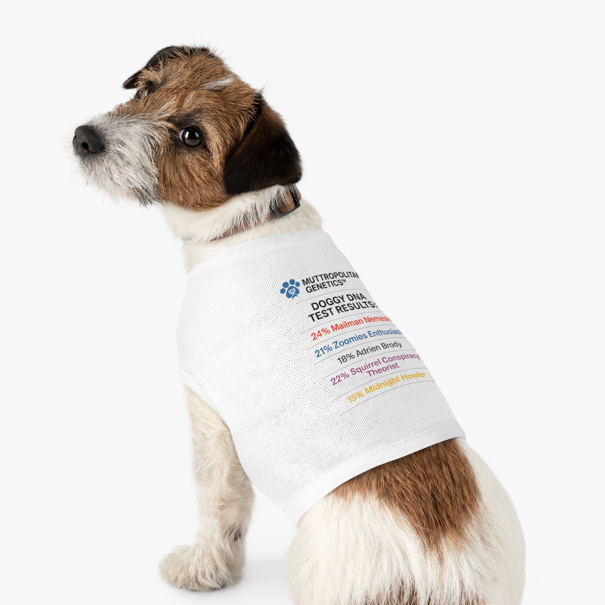Doggy DNA Test Results Pet Tank Top Version 3 -- Funny Gift For Dogs and Dog Owners