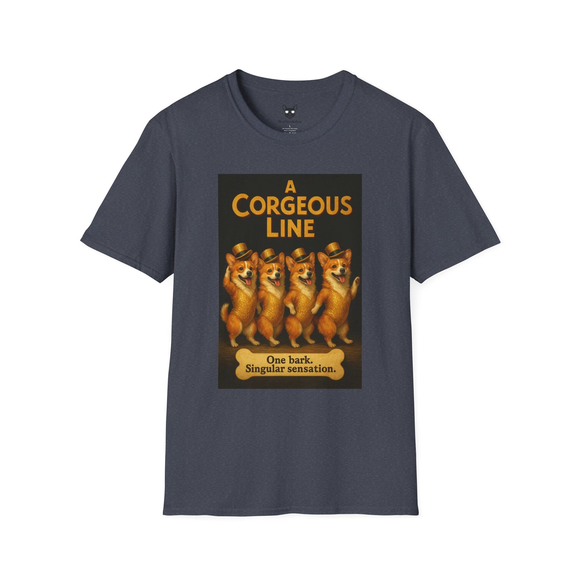 A Chorus Line Broadway Poster Dog Parody Unisex Softstyle T-Shirt -- Funny Tee for Broadway and Dog Lovers
