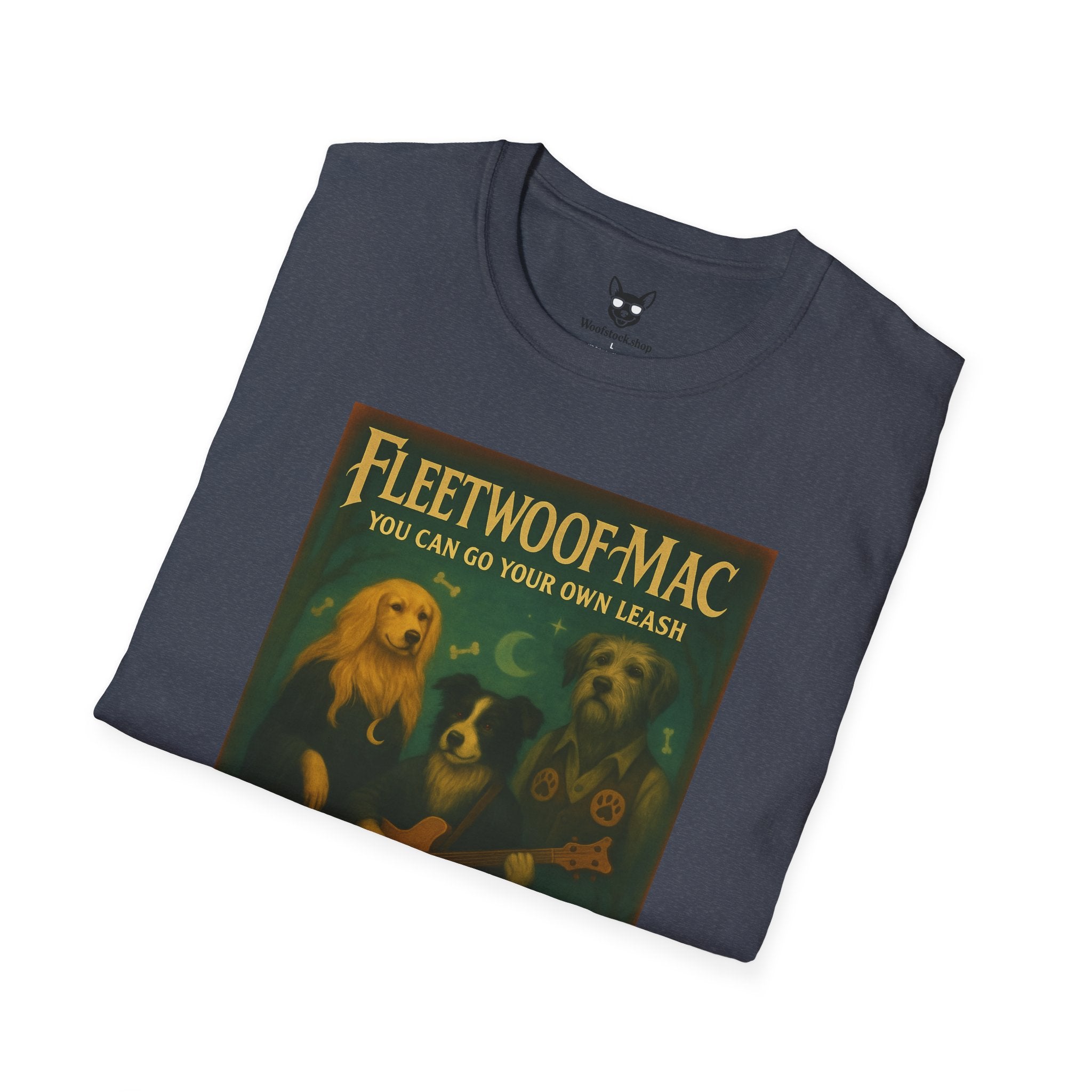 Fleetwood Mac Concert Poster Dog Parody Unisex Softstyle T-Shirt – Funny Tee for Music and Dog Lovers