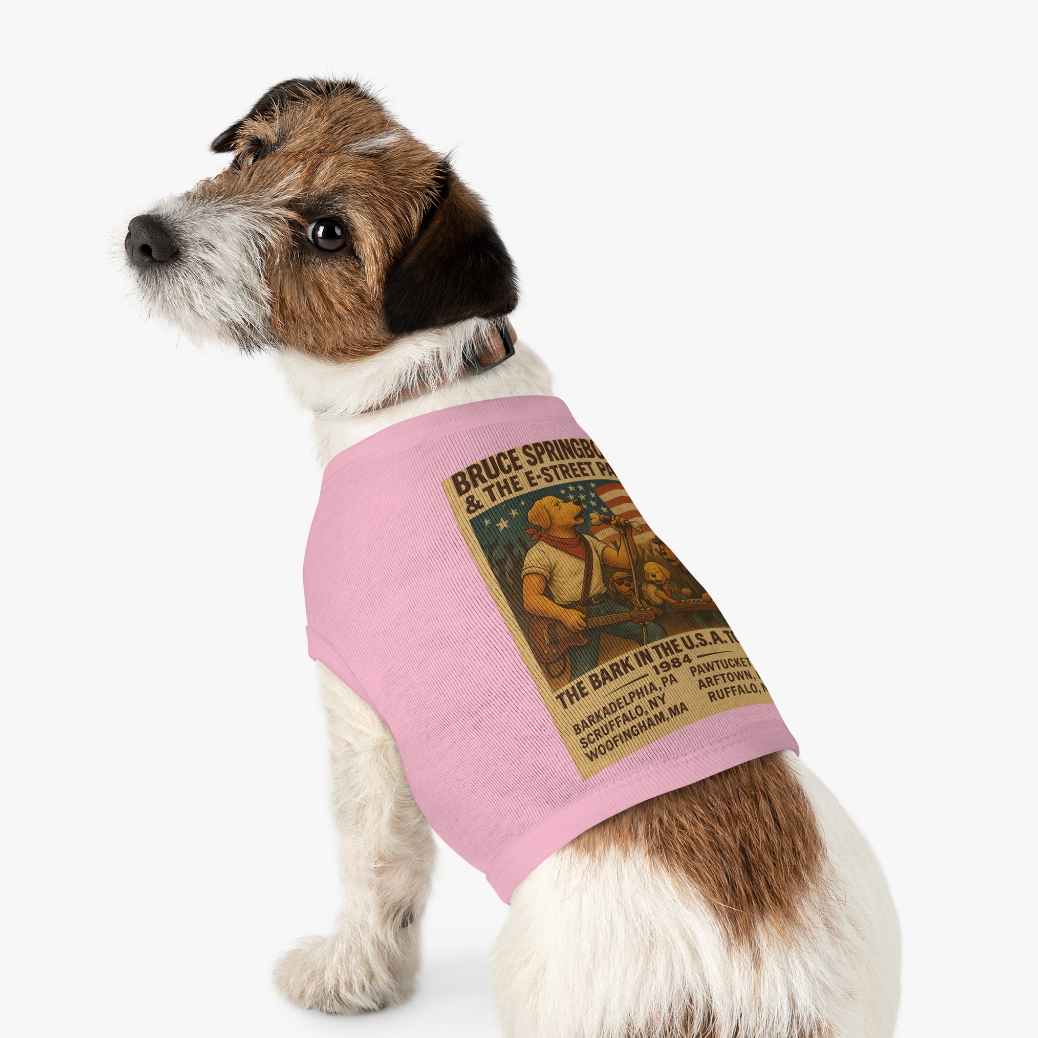 Bruce Springbone Pug Pet Tank Top-- Funny Parody Concert Shirt for Dog Lovers