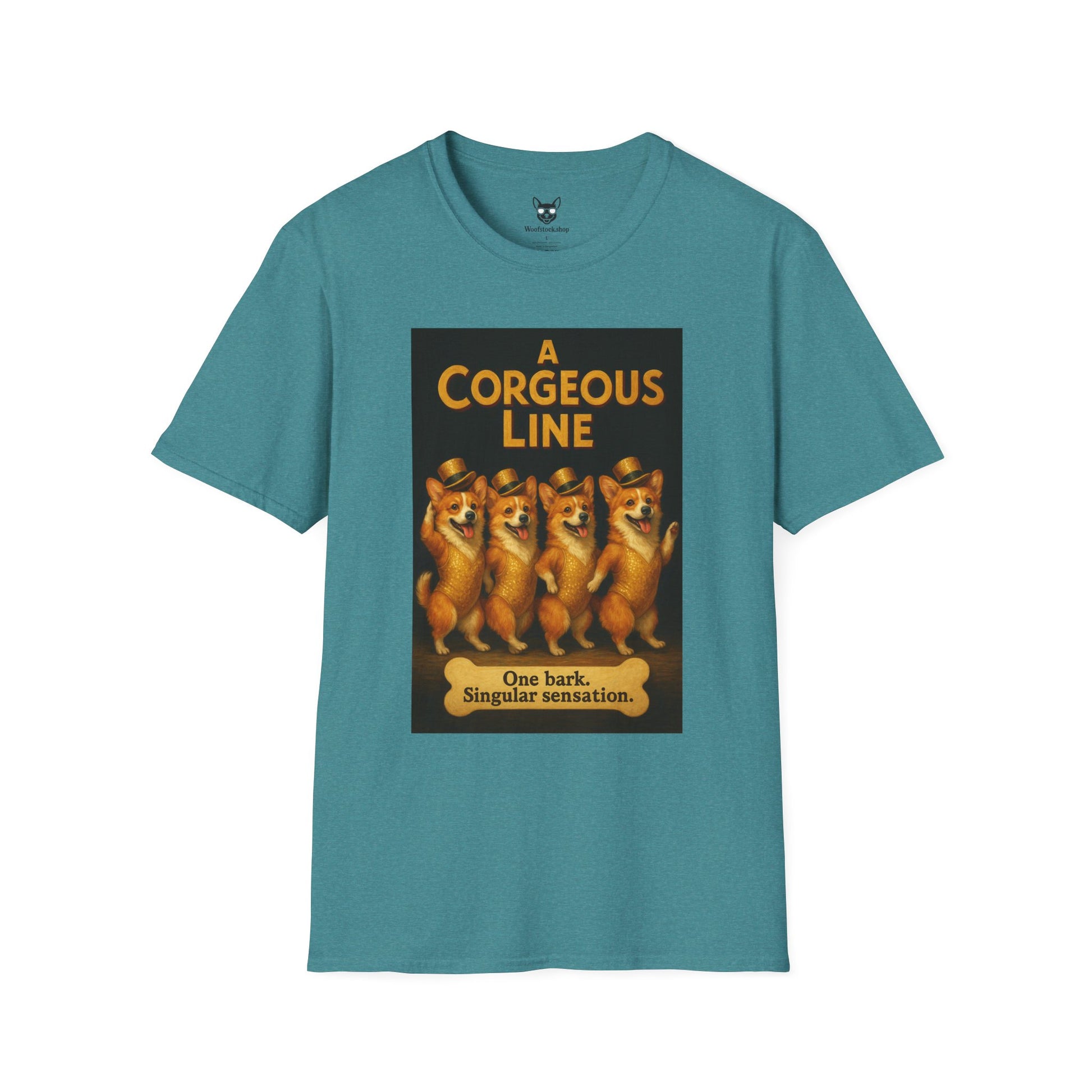 A Chorus Line Broadway Poster Dog Parody Unisex Softstyle T-Shirt -- Funny Tee for Broadway and Dog Lovers