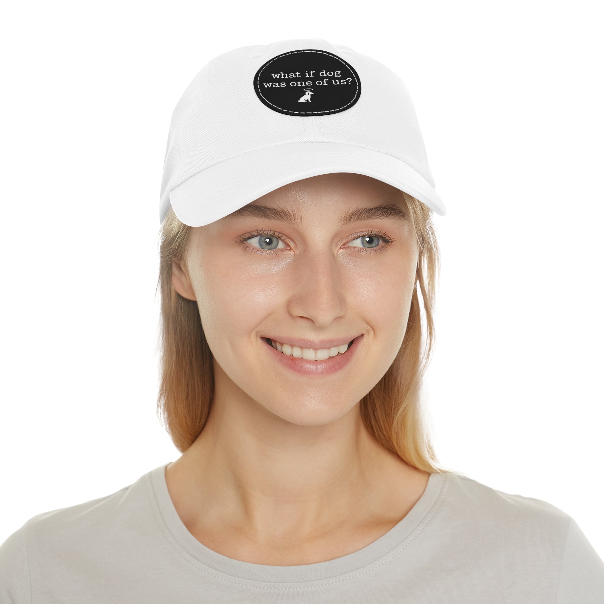 What If Dog Was One Of Us? Dad Hat with Leather Patch (Round)