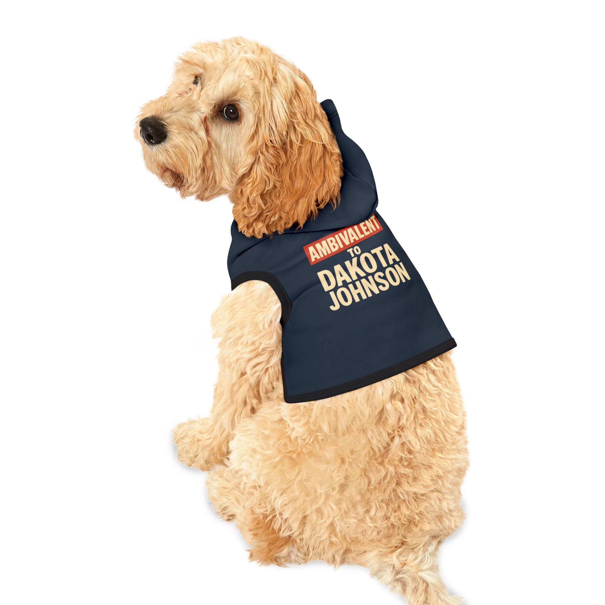 Ambivalent to Dakota Johnson Dog Hoodie – Funny Pet Sweatshirt for Dogs with Uncertain Celebrity Views