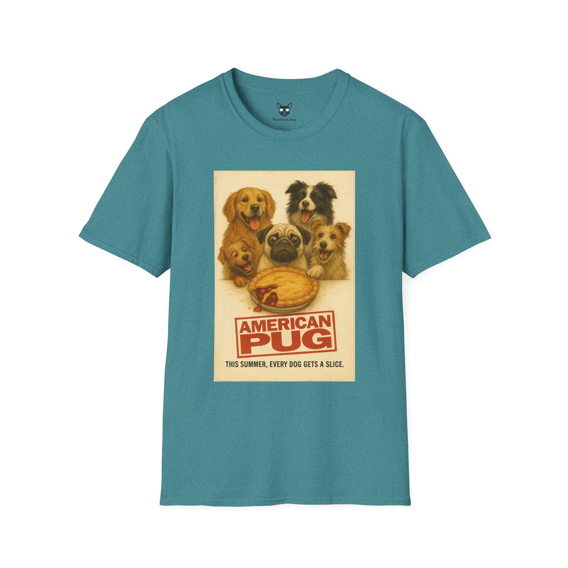 American Pie Movie Poster Dog Parody Unisex Softstyle T-Shirt -- Funny Dog Movie Tee for Film and Dog Lovers