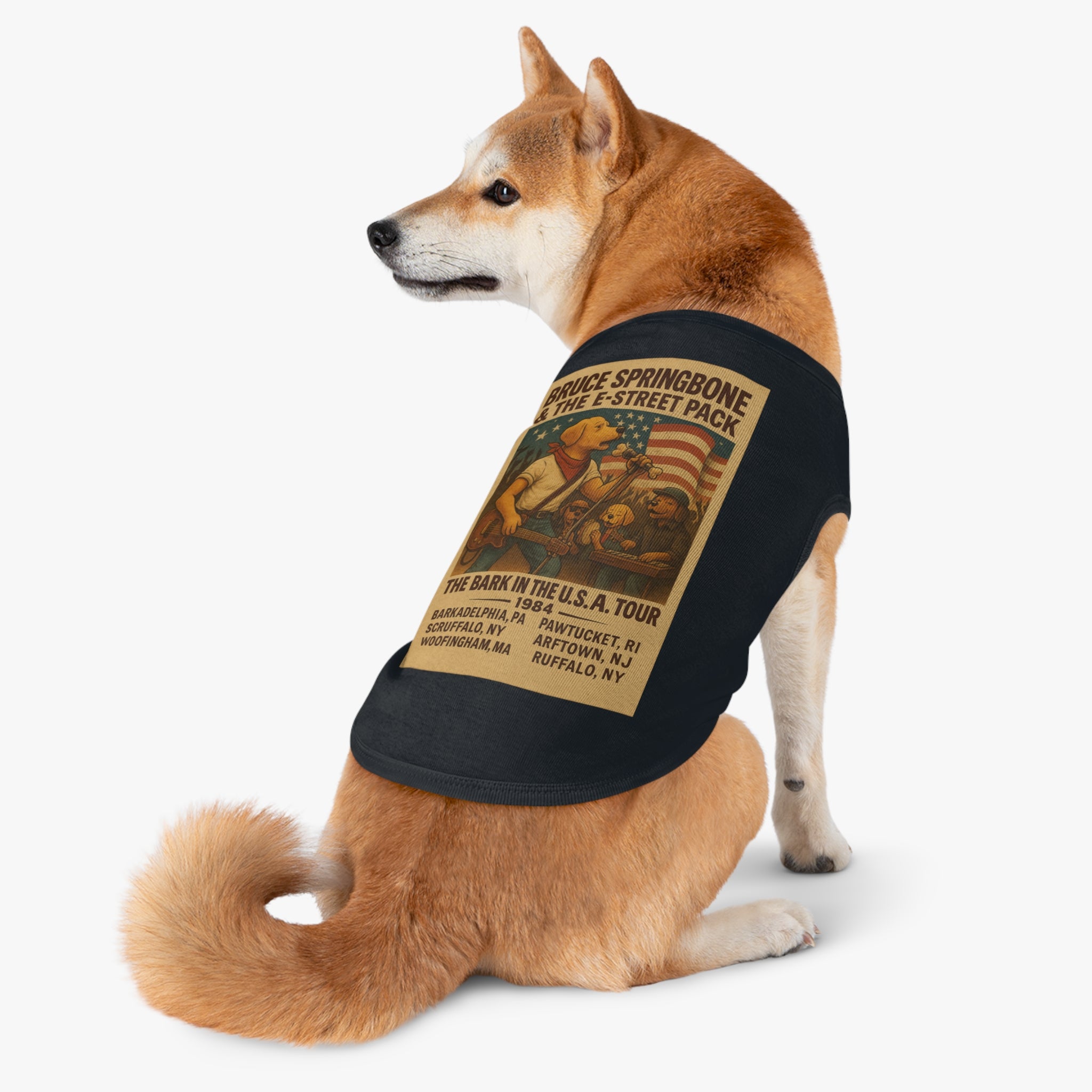 Bruce Springbone Pug Pet Tank Top-- Funny Parody Concert Shirt for Dog Lovers