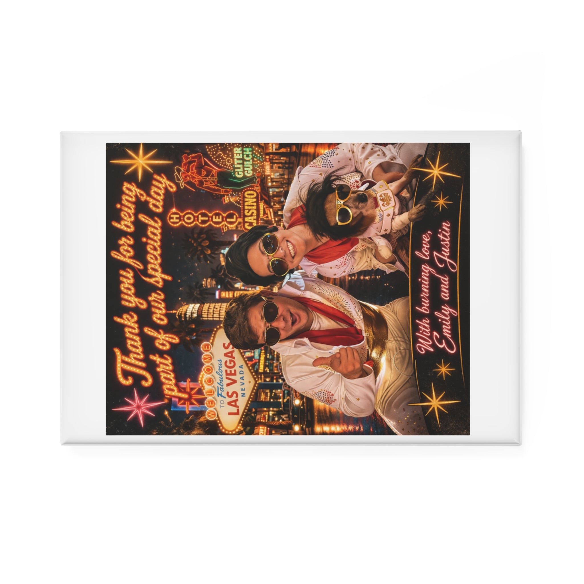Rectangle Button Magnet – Vintage Las Vegas 'Thanks for Being Part of Our Special Day' Wedding Favor