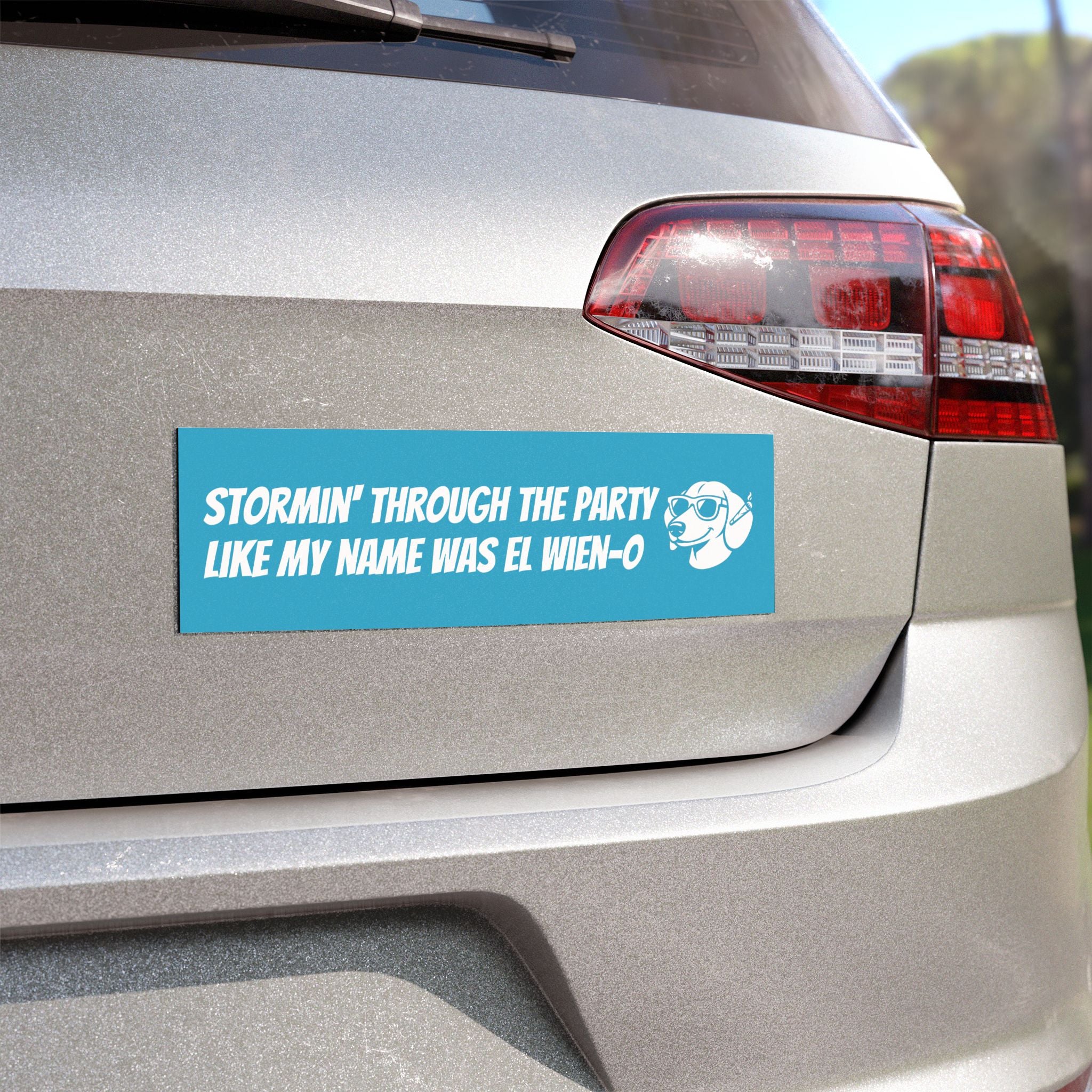 Stormin' Through The Party Bumper Magnet -- Funny Car Decal for Dog Owners
