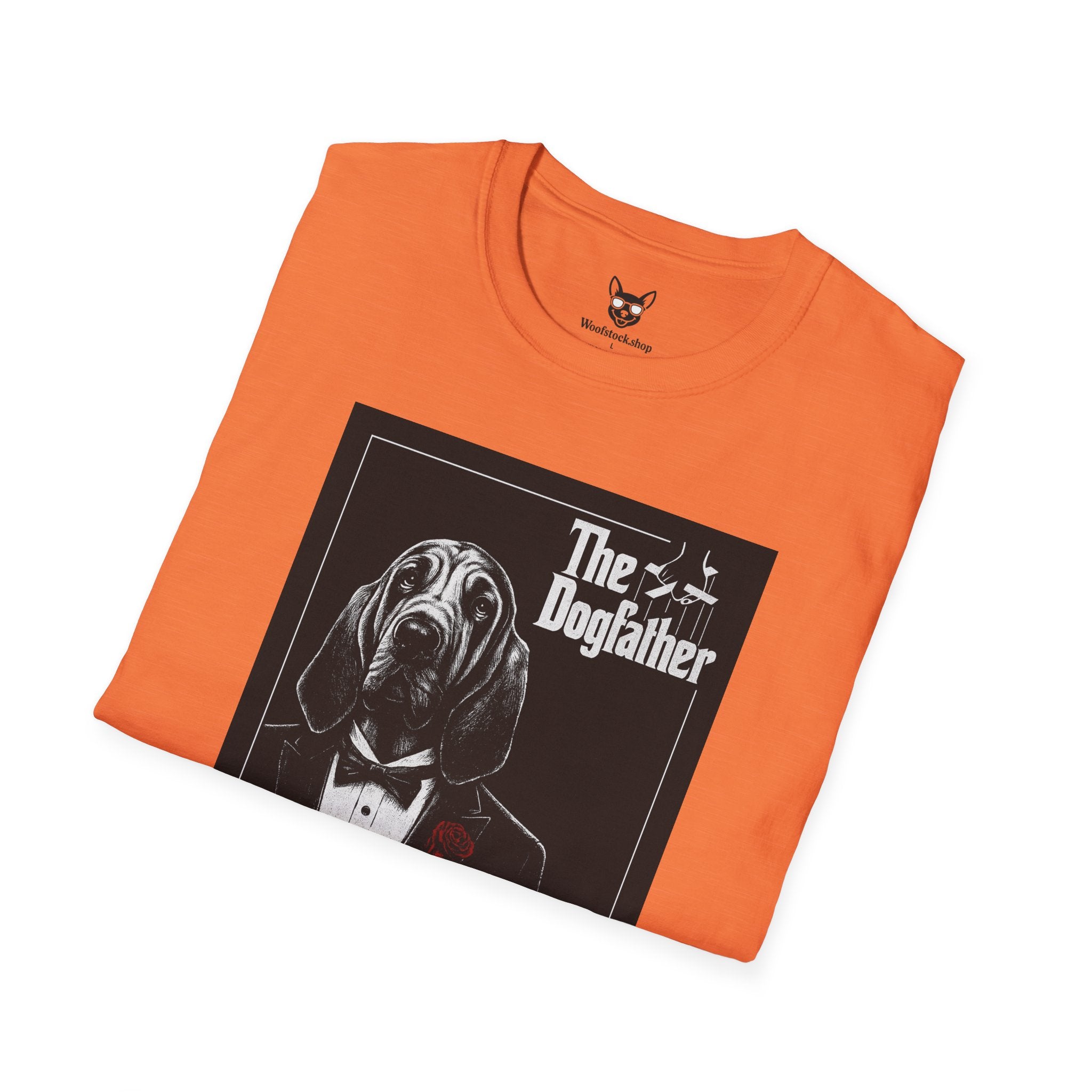 The Godfather Movie Poster Dog Parody Unisex Softstyle T-Shirt – Funny Movie Tee for Film and Dog Lovers