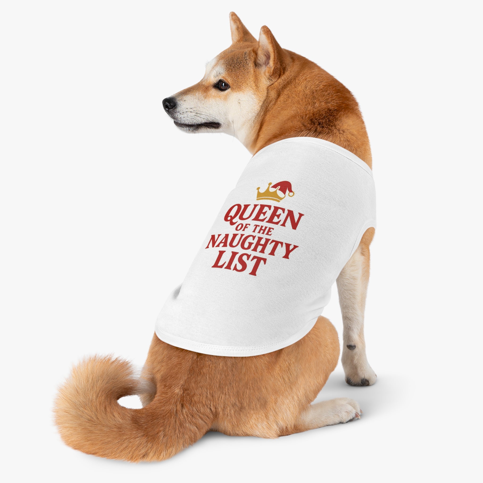 Queen of the Naughty List Dog Tank Top -- Funny Christmas Apparel for Dogs