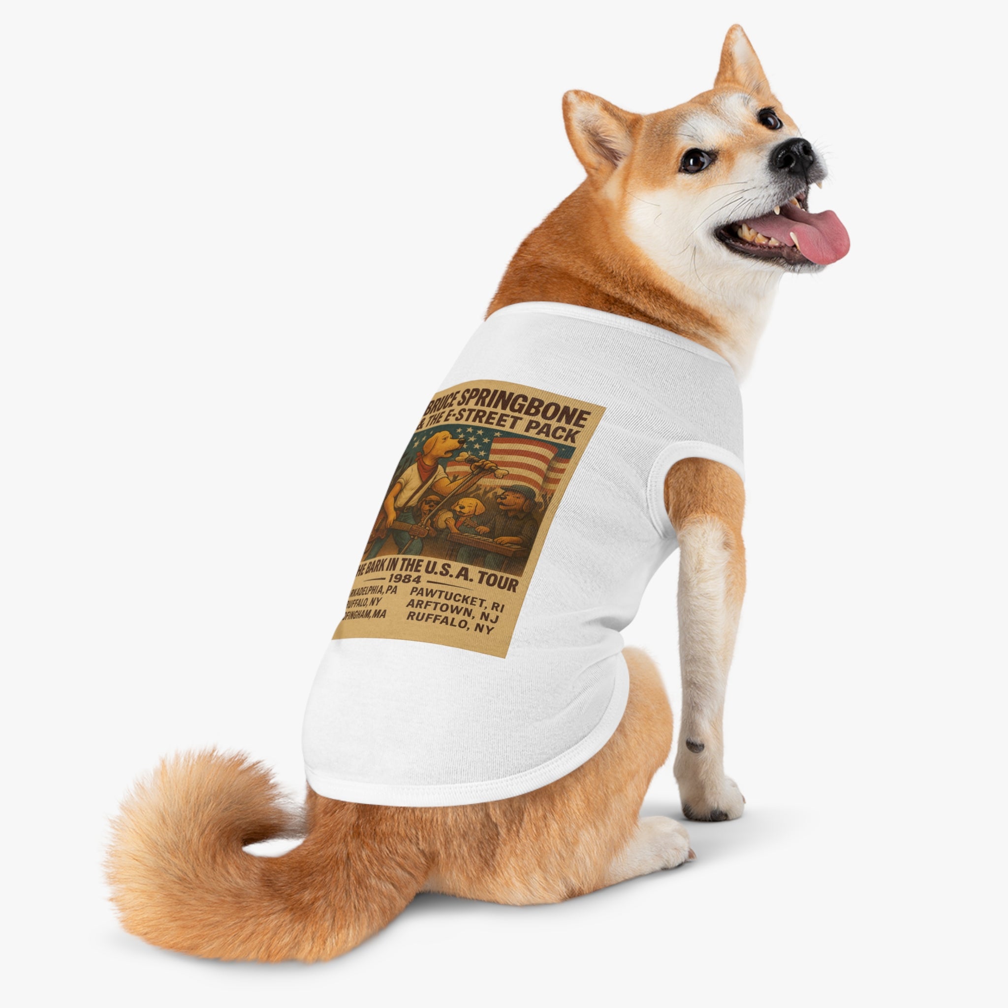 Bruce Springbone Pug Pet Tank Top-- Funny Parody Concert Shirt for Dog Lovers