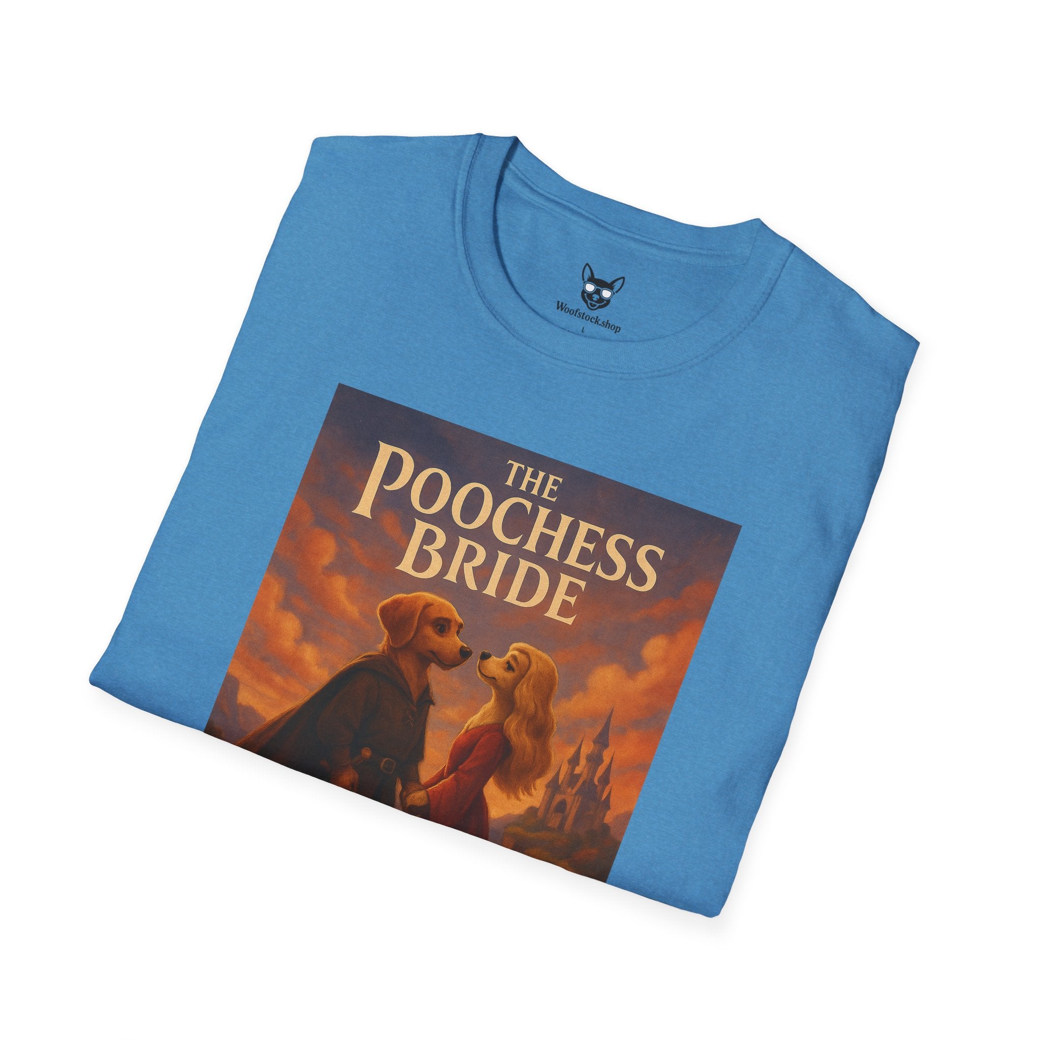 The Princess Bride Poster Dog Parody Unisex Softstyle T-Shirt -- Funny Audrey Hepburn Movie Tee for Film and Dog Lovers