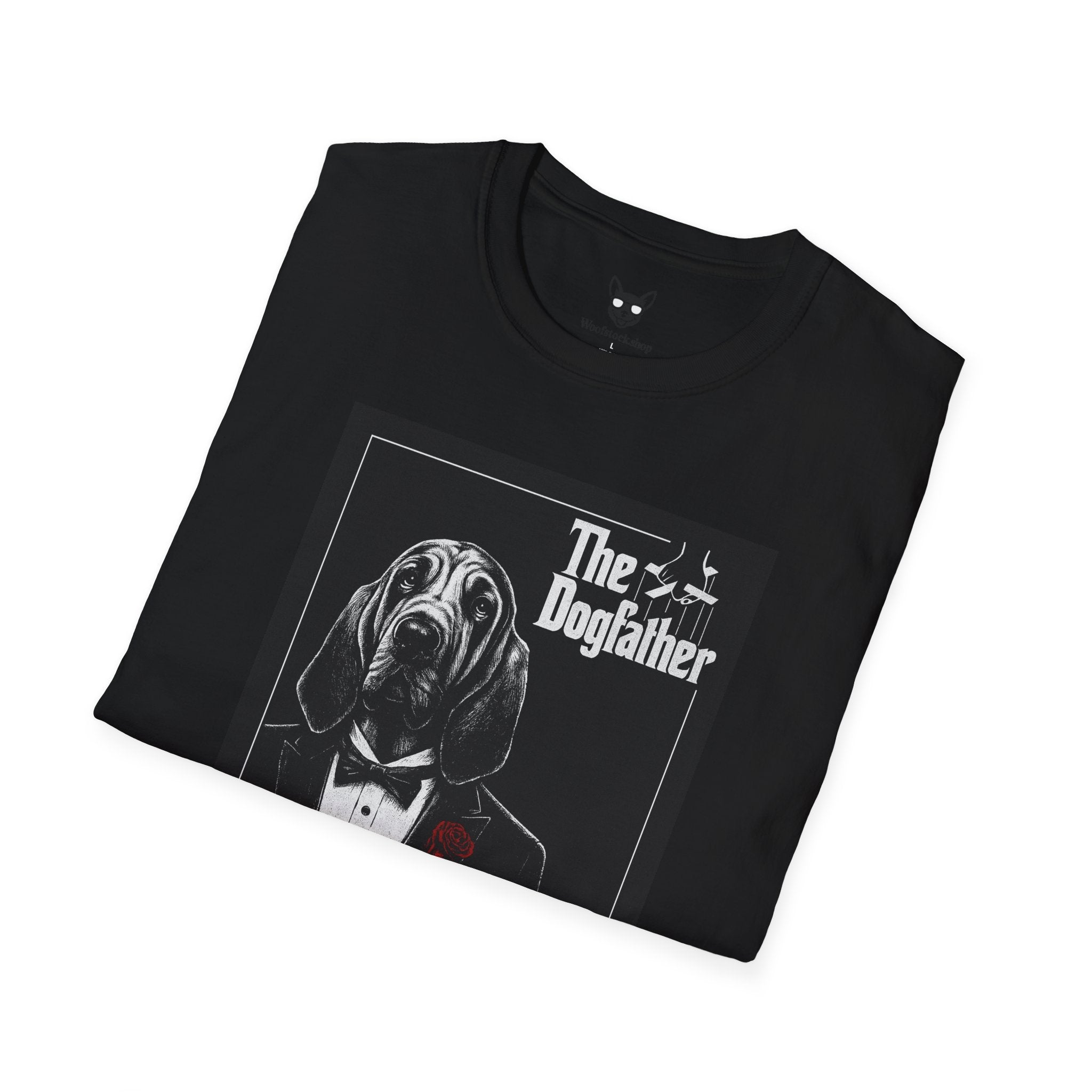 The Godfather Movie Poster Dog Parody Unisex Softstyle T-Shirt – Funny Movie Tee for Film and Dog Lovers