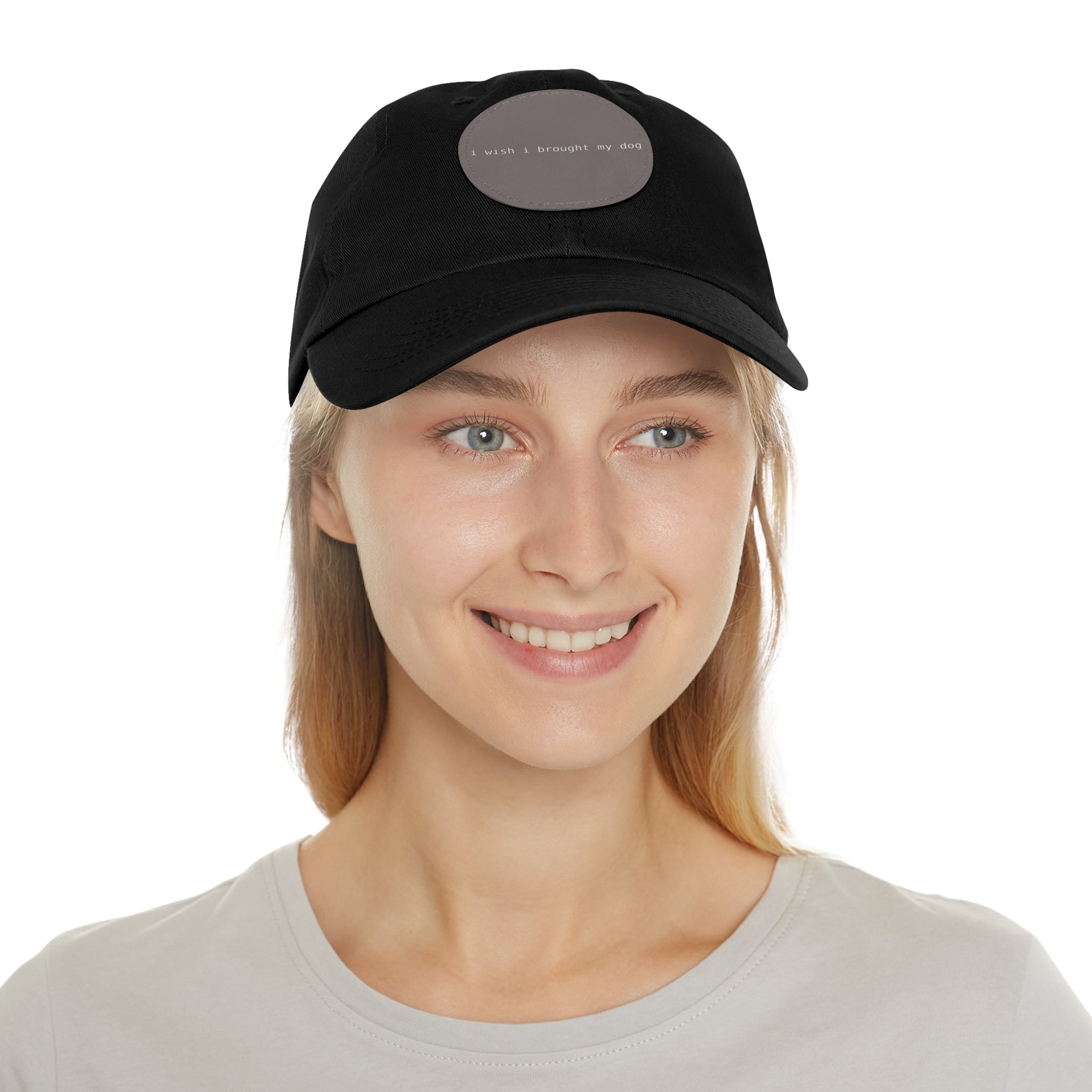 I Wish I Brought My Dog Dad Hat with Leather Patch (Round) -- Funny Hat for Dog Lovers