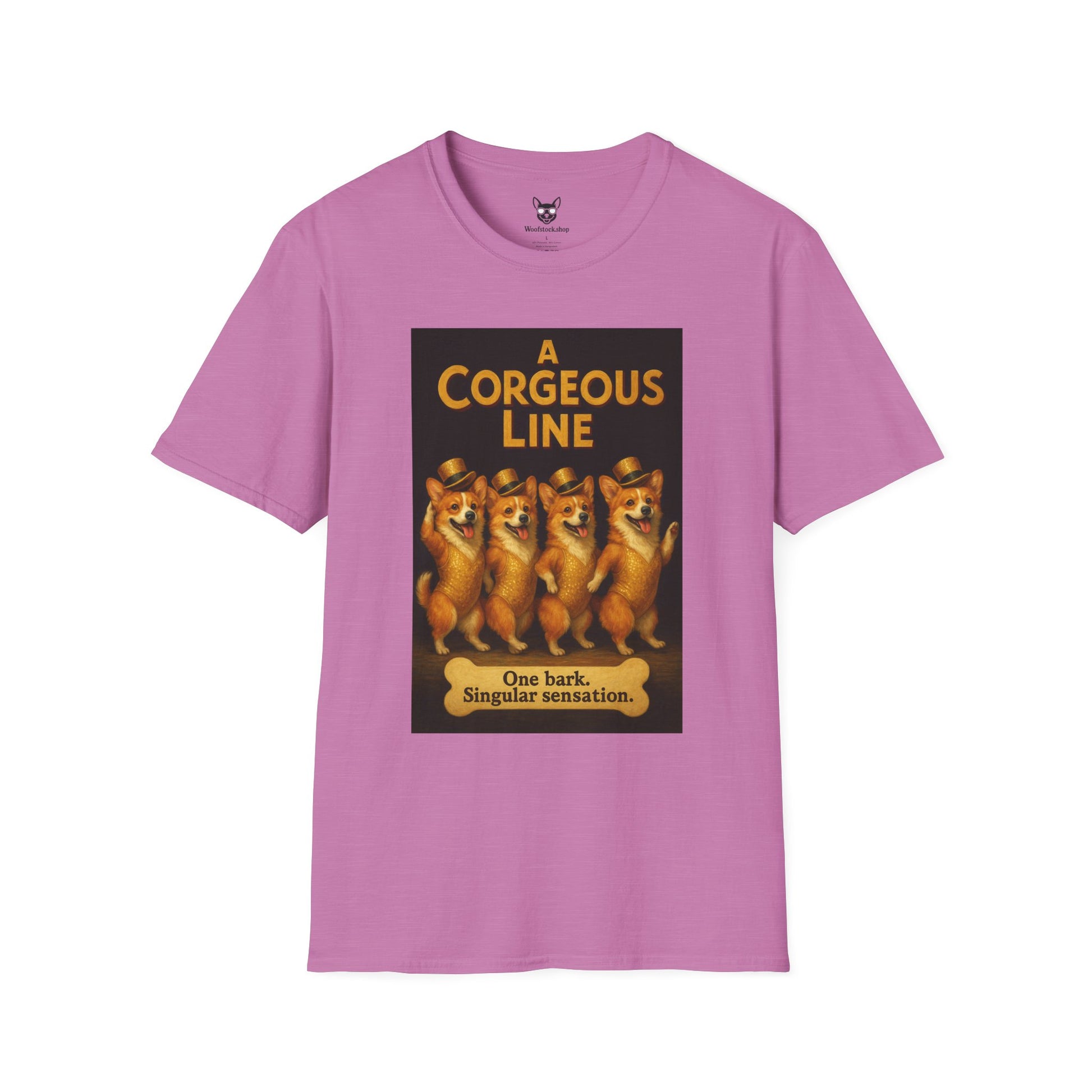 A Chorus Line Broadway Poster Dog Parody Unisex Softstyle T-Shirt -- Funny Tee for Broadway and Dog Lovers