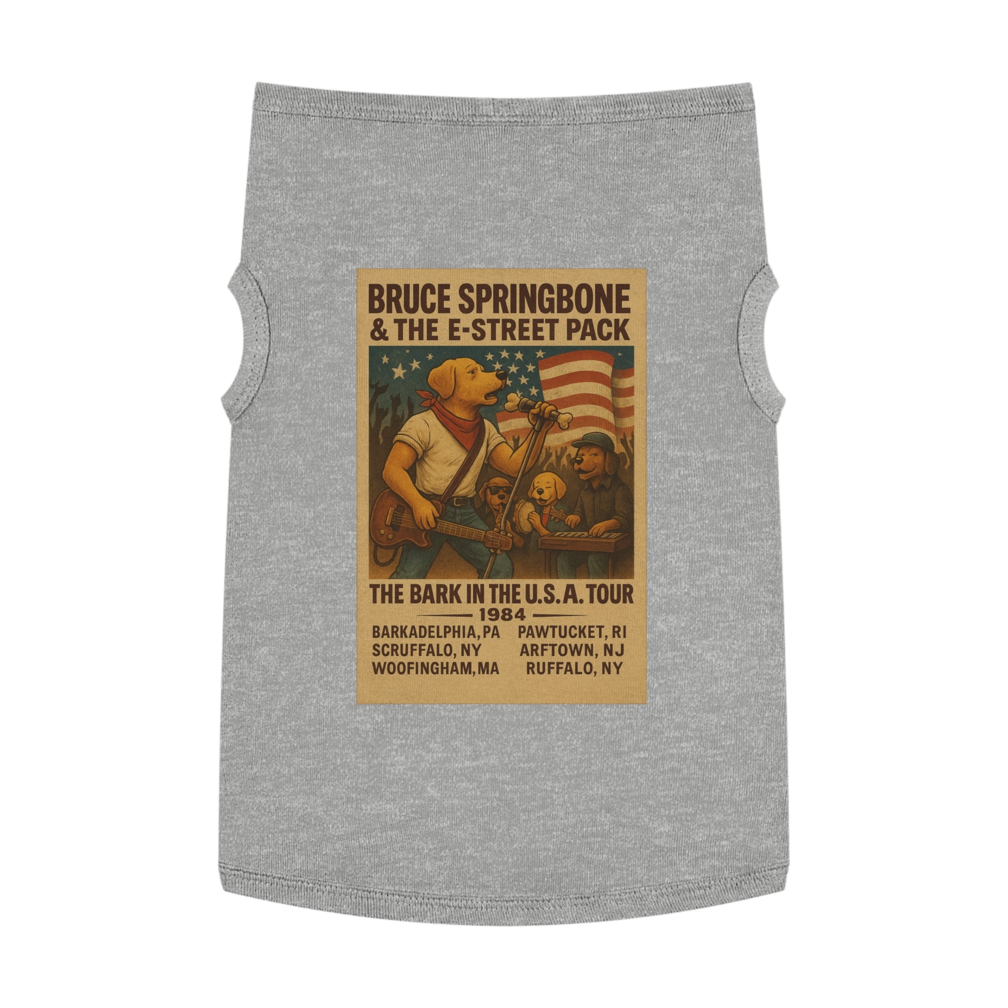 Bruce Springbone Pug Pet Tank Top-- Funny Parody Concert Shirt for Dog Lovers