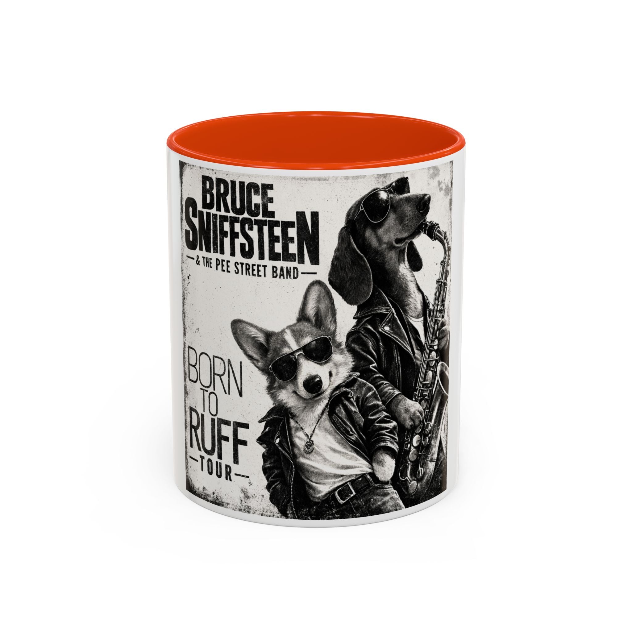 Bruce Sniffsteen & the Pee Street Band Coffee Mug -- Funny Bruce Springsteen 2026 Tour Mug Parody