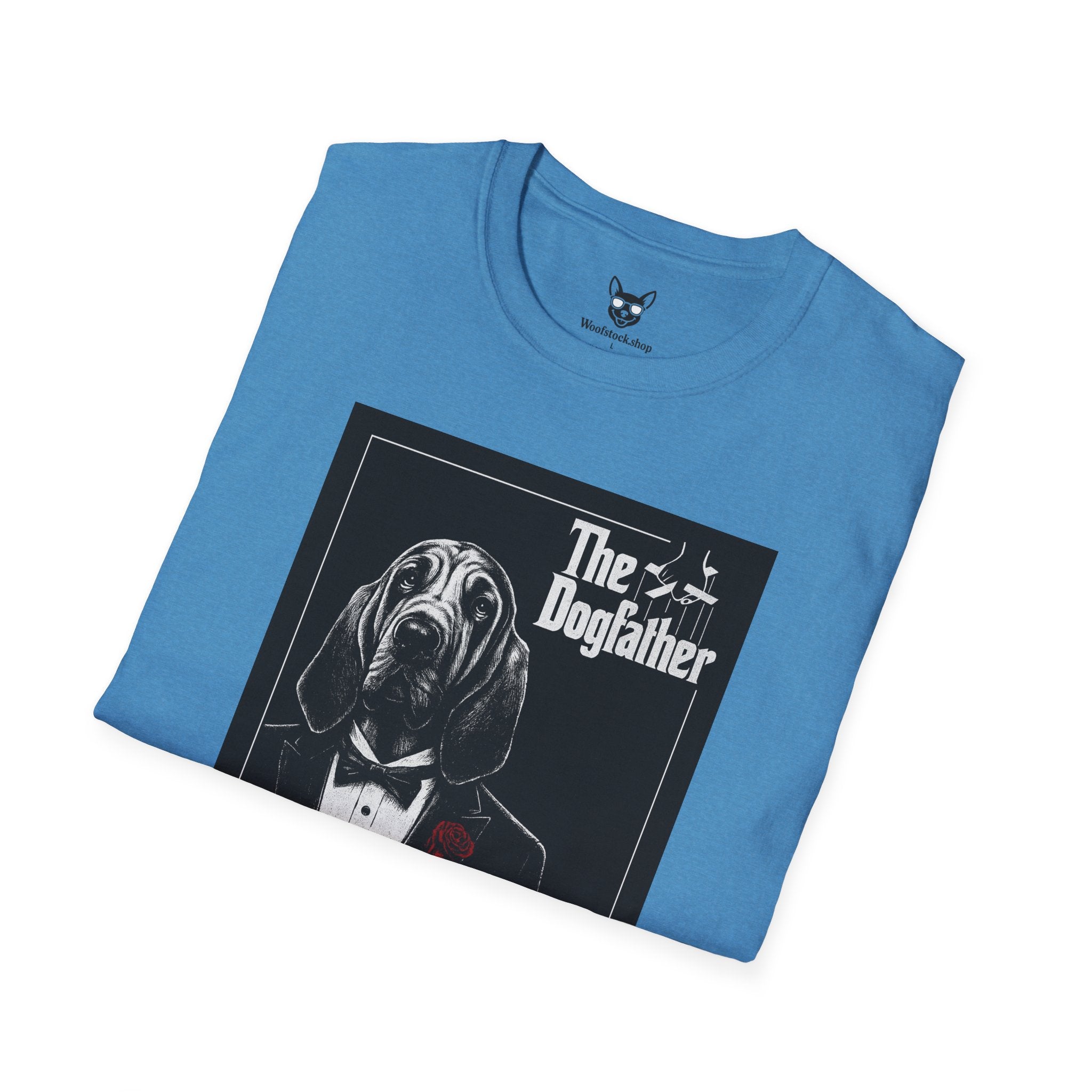 The Godfather Movie Poster Dog Parody Unisex Softstyle T-Shirt – Funny Movie Tee for Film and Dog Lovers