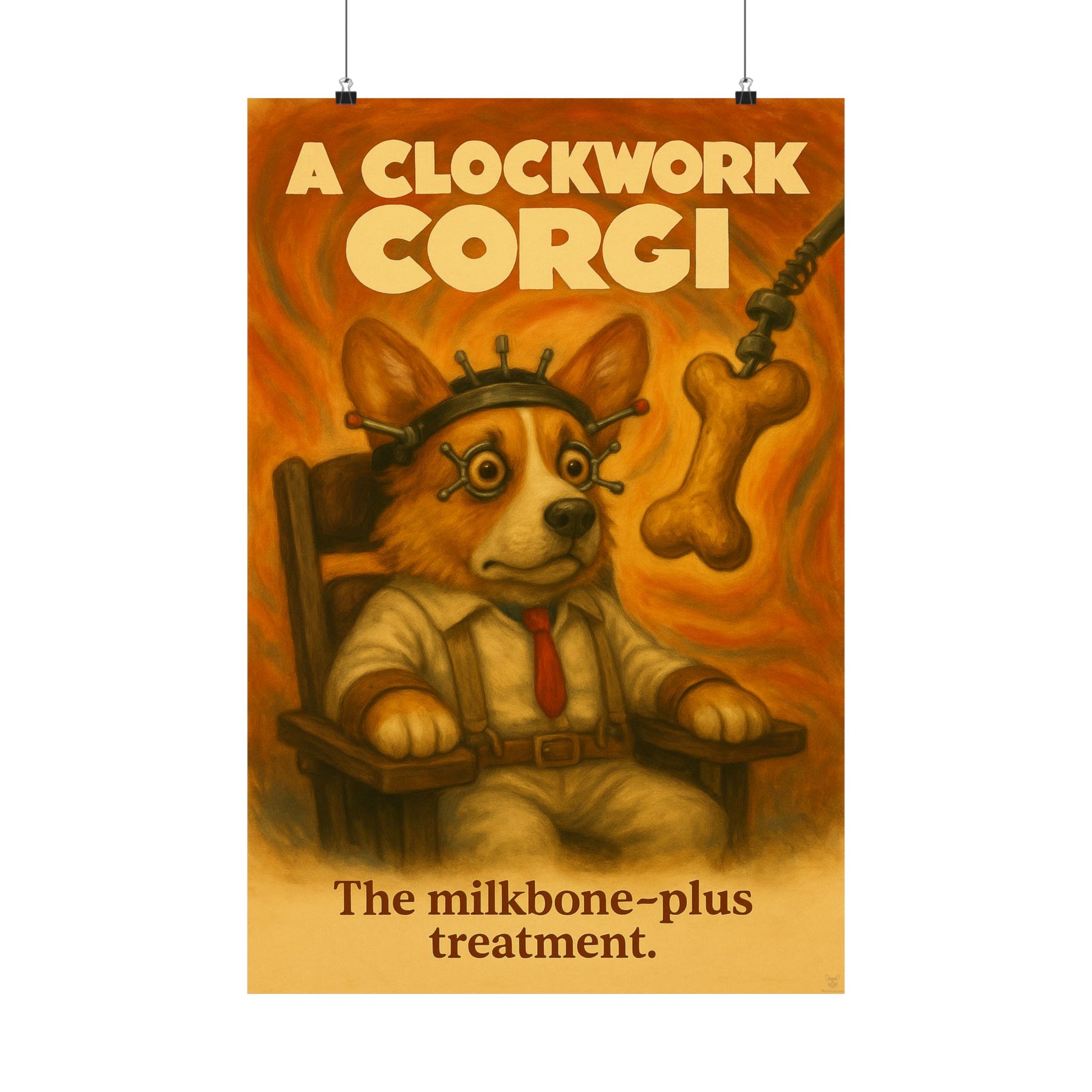 A Clockwork Orange Movie Poster Dog Parody -- A Clockwork Corgi -- Movie Parody Wall Art -- Perfect for Pet and Movie Lovers