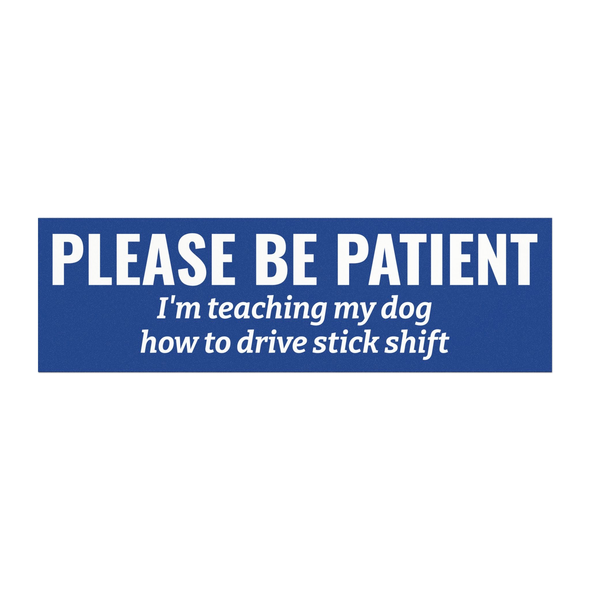 Please Be Patient, I'm Teaching My Dog How to Drive Stick Shift Bumper Magnet