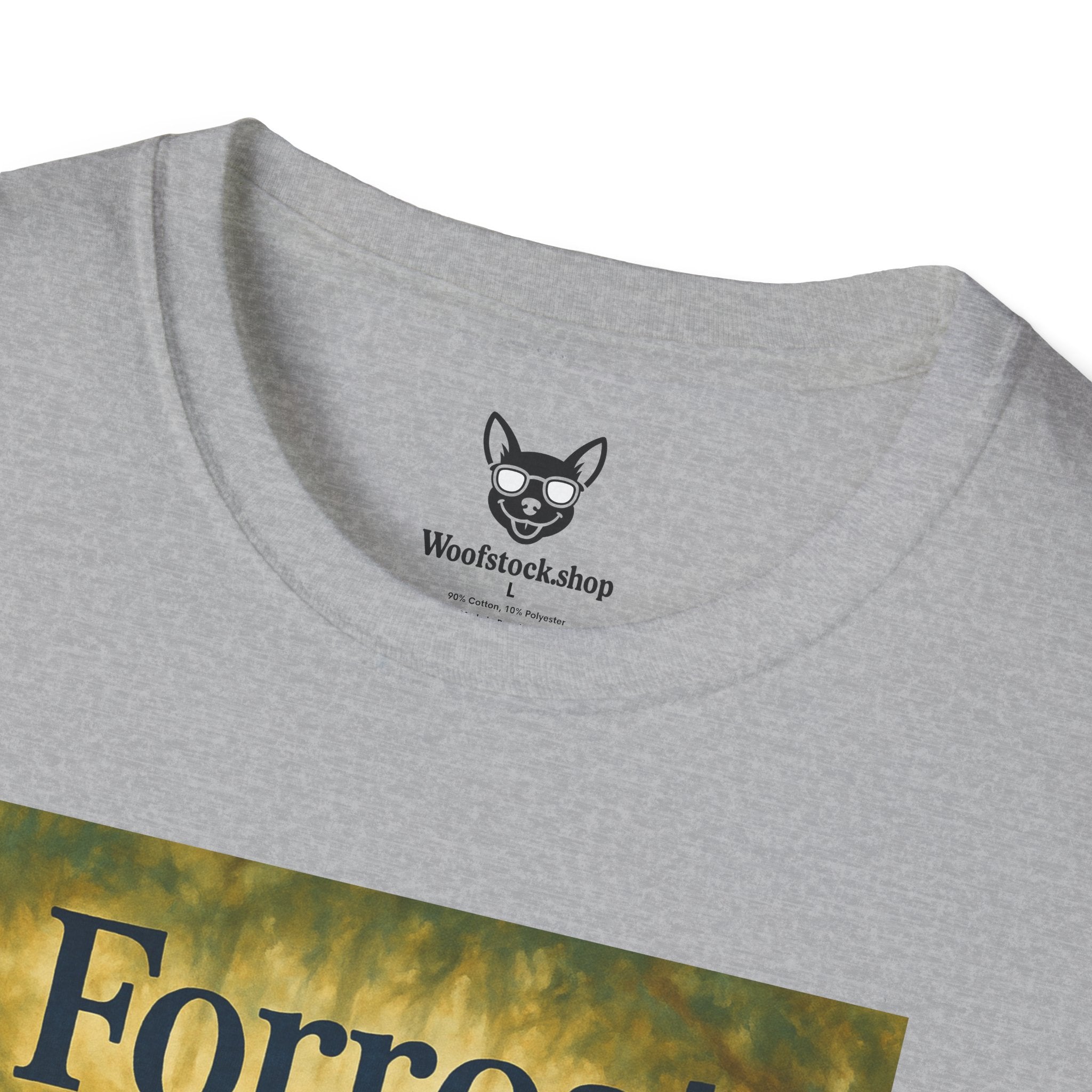 Forrest Gump Movie Poster Dog Parody Unisex Softstyle T-Shirt -- Funny Dog Movie Tee for Film and Dog Lovers