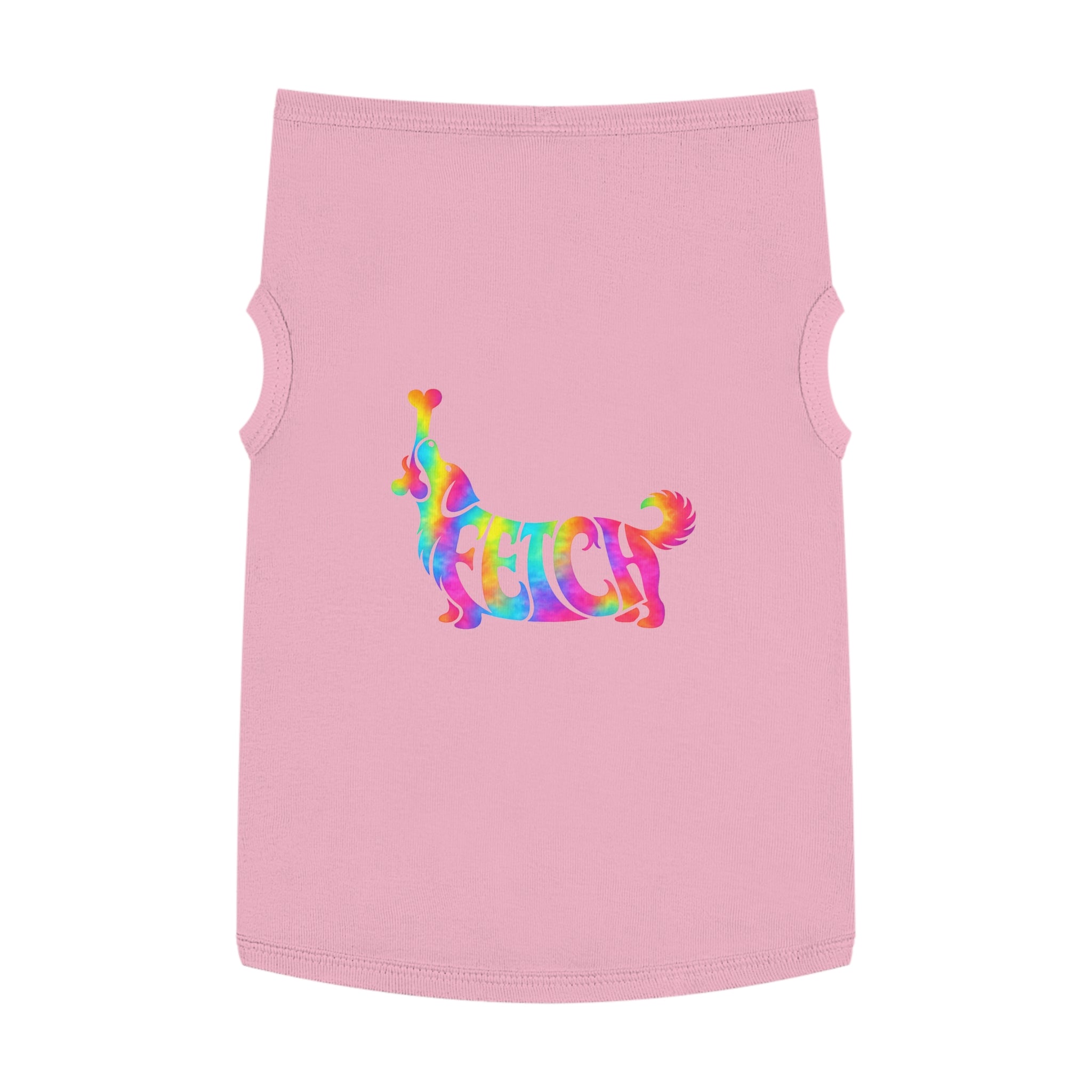 Tie-Dye "FETCH" Dog Tank Top - Colorful Retriever Graphic Pet Shirt