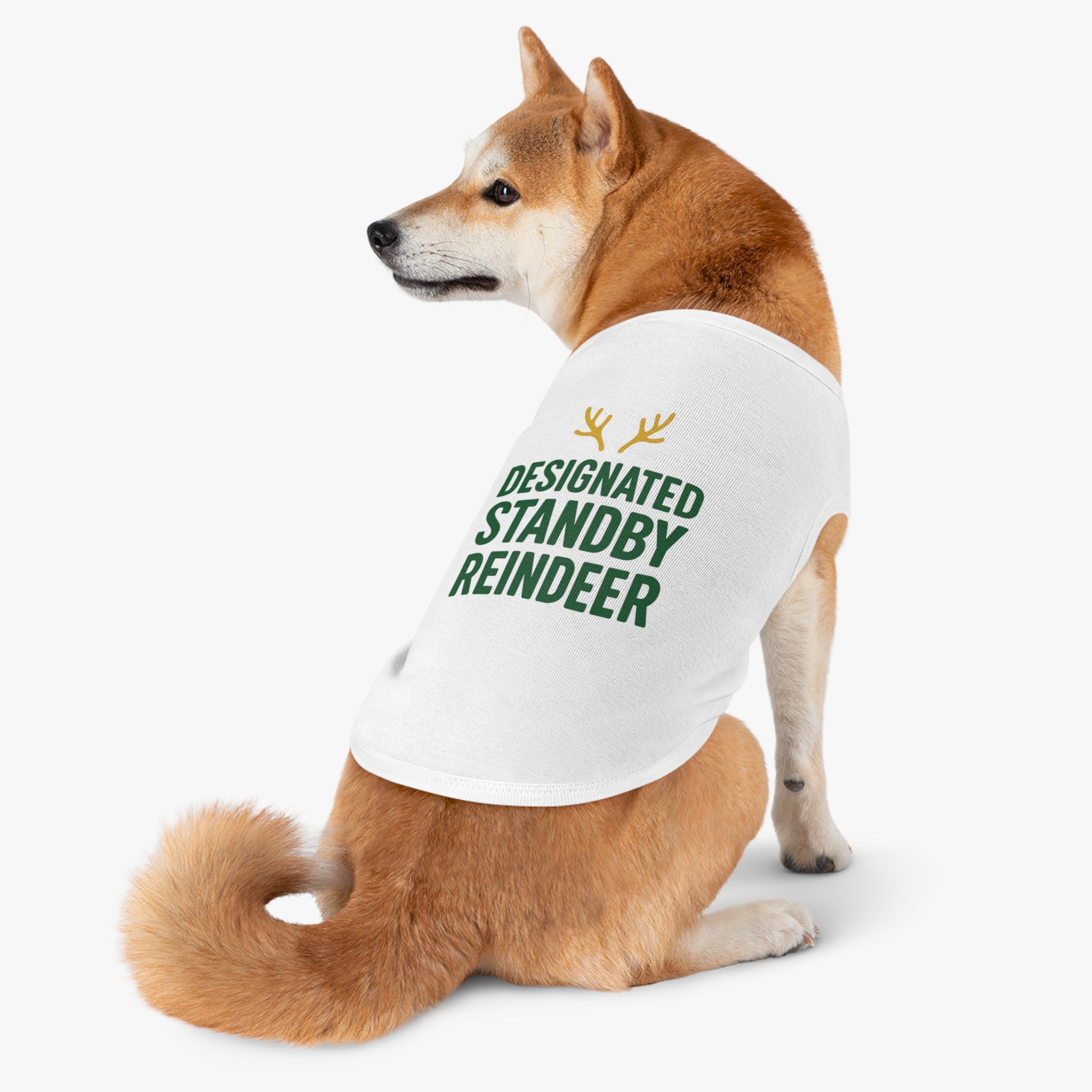 Designated Standby Reindeer Dog Tank Top -- Funny Christmas Apparel for Dogs