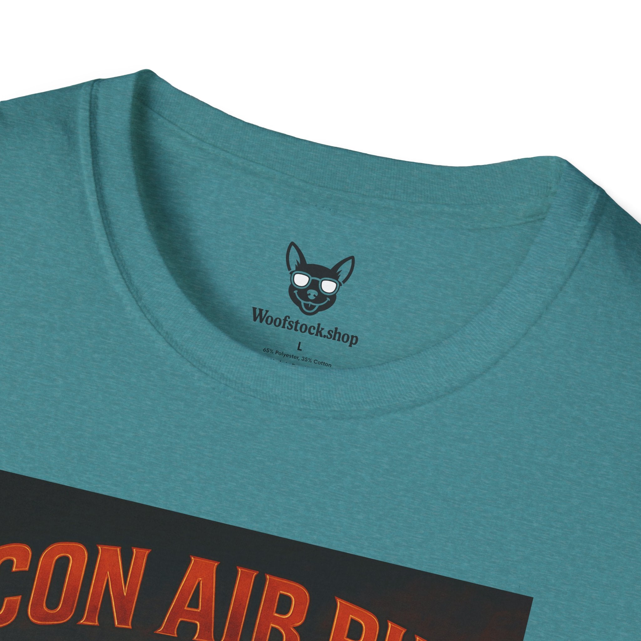 Con Air Movie Poster Dog Parody Unisex Softstyle T-Shirt – Funny Action Movie Tee for Film and Dog Lovers