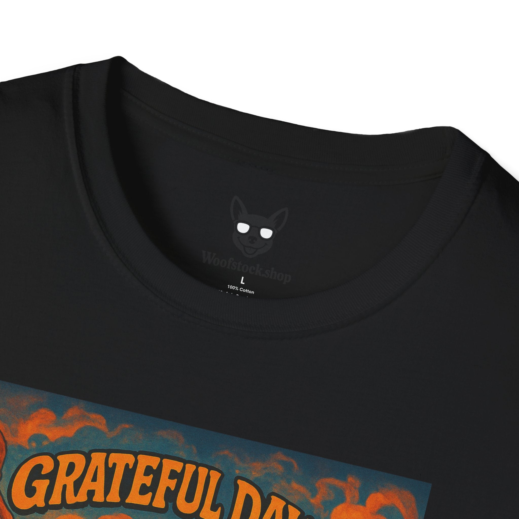 Grateful Dead Concert Poster Dog Parody Unisex Softstyle T-Shirt – Funny Tee for Music and Dog Lovers