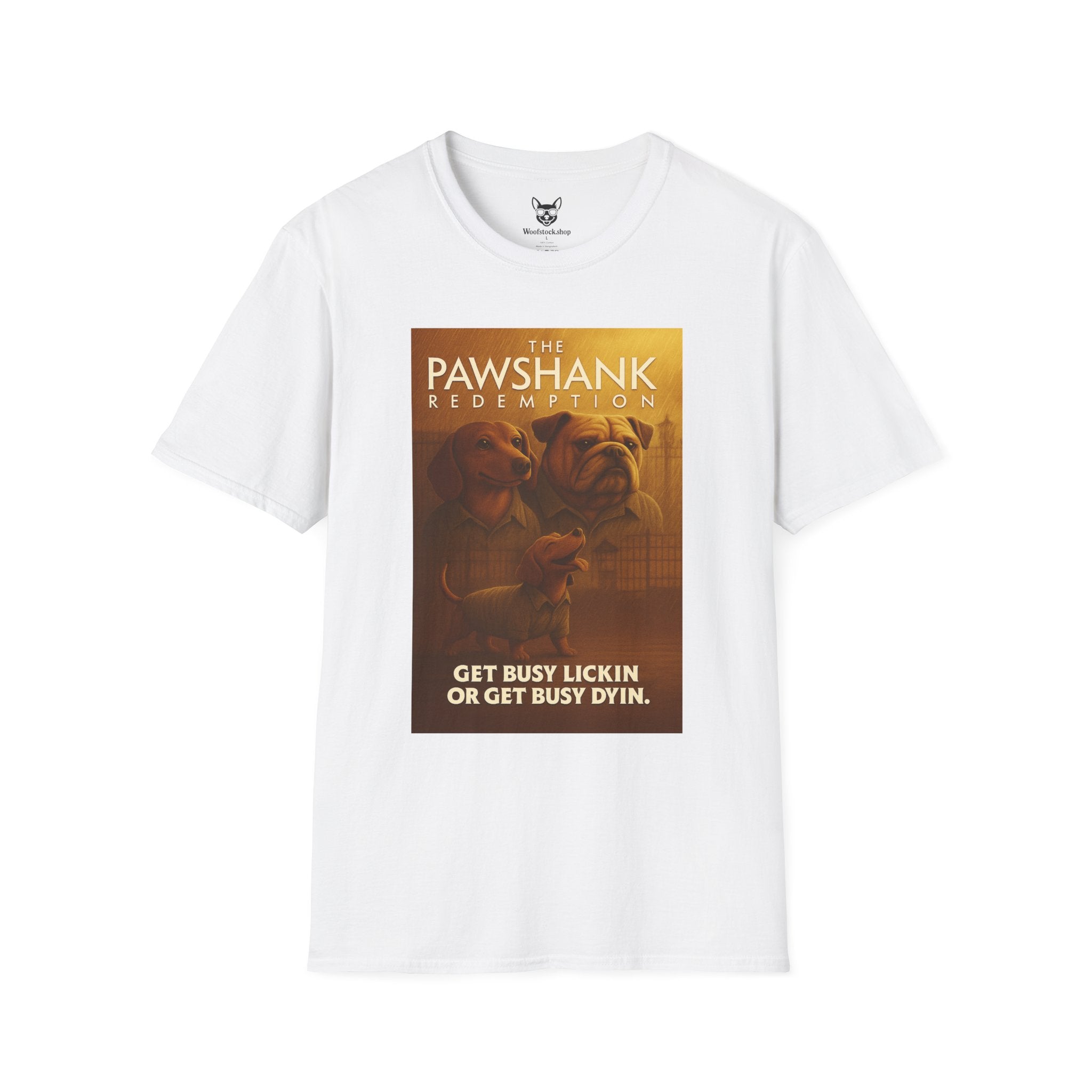 The Shawshank Redemption Movie Poster Dog Parody Unisex Softstyle T-Shirt -- Funny Dog Movie Tee for Film and Dog Lovers