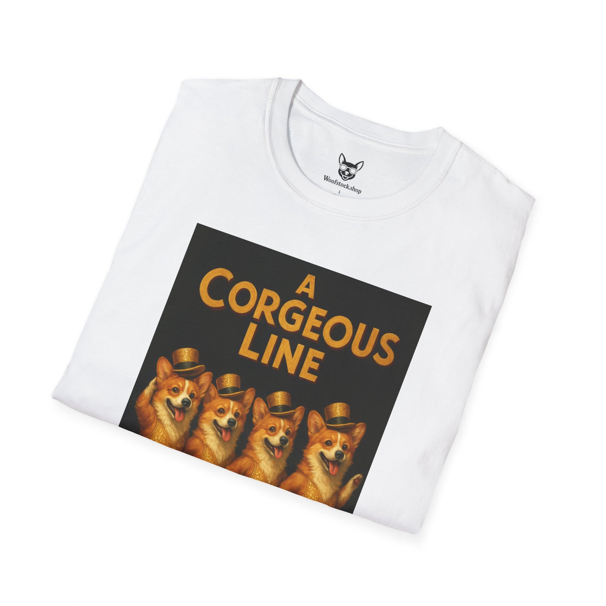 A Chorus Line Broadway Poster Dog Parody Unisex Softstyle T-Shirt -- Funny Tee for Broadway and Dog Lovers