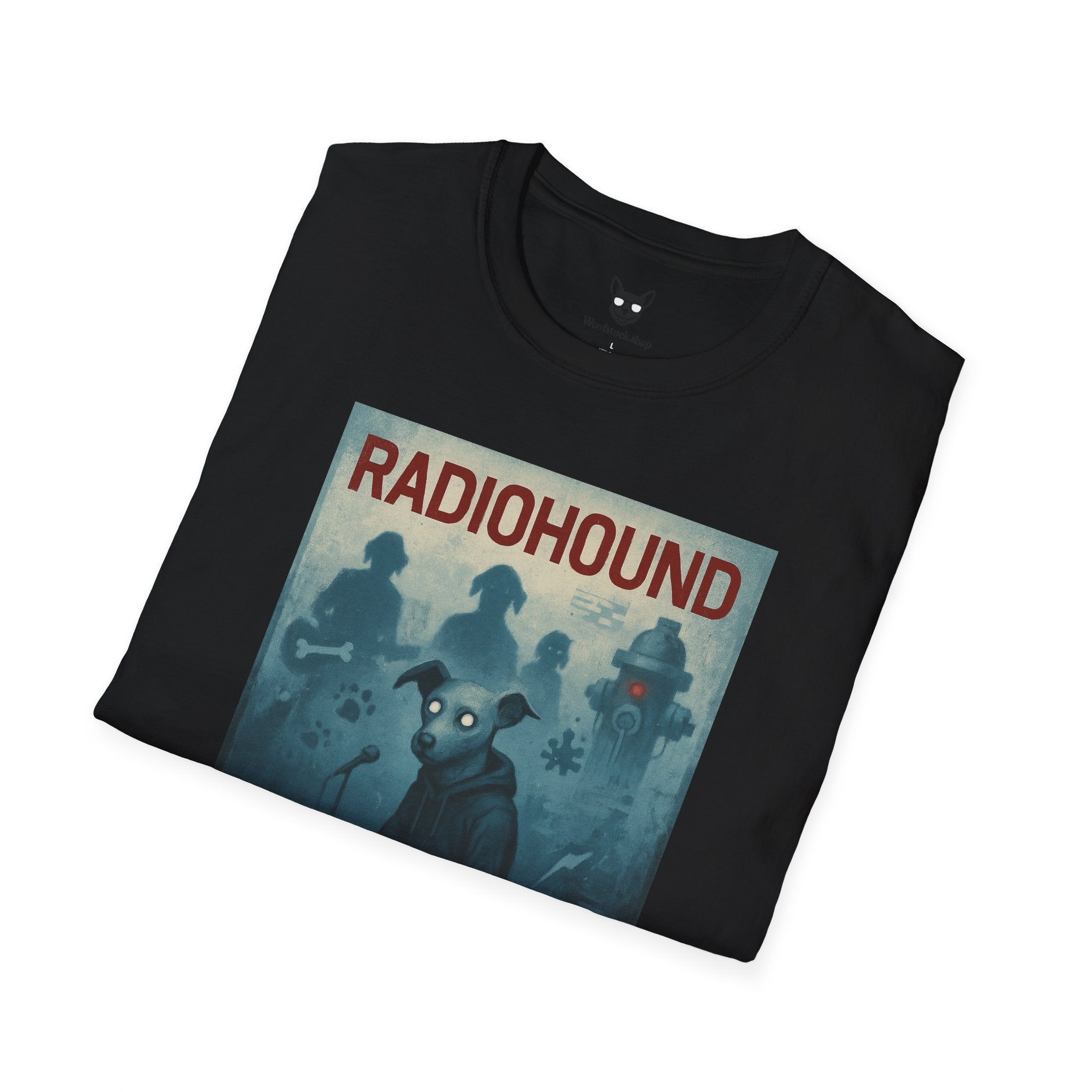 Radiohead Concert Poster Dog Parody Unisex Softstyle T-Shirt -- Funny Rock Tee for Music and Dog Lovers