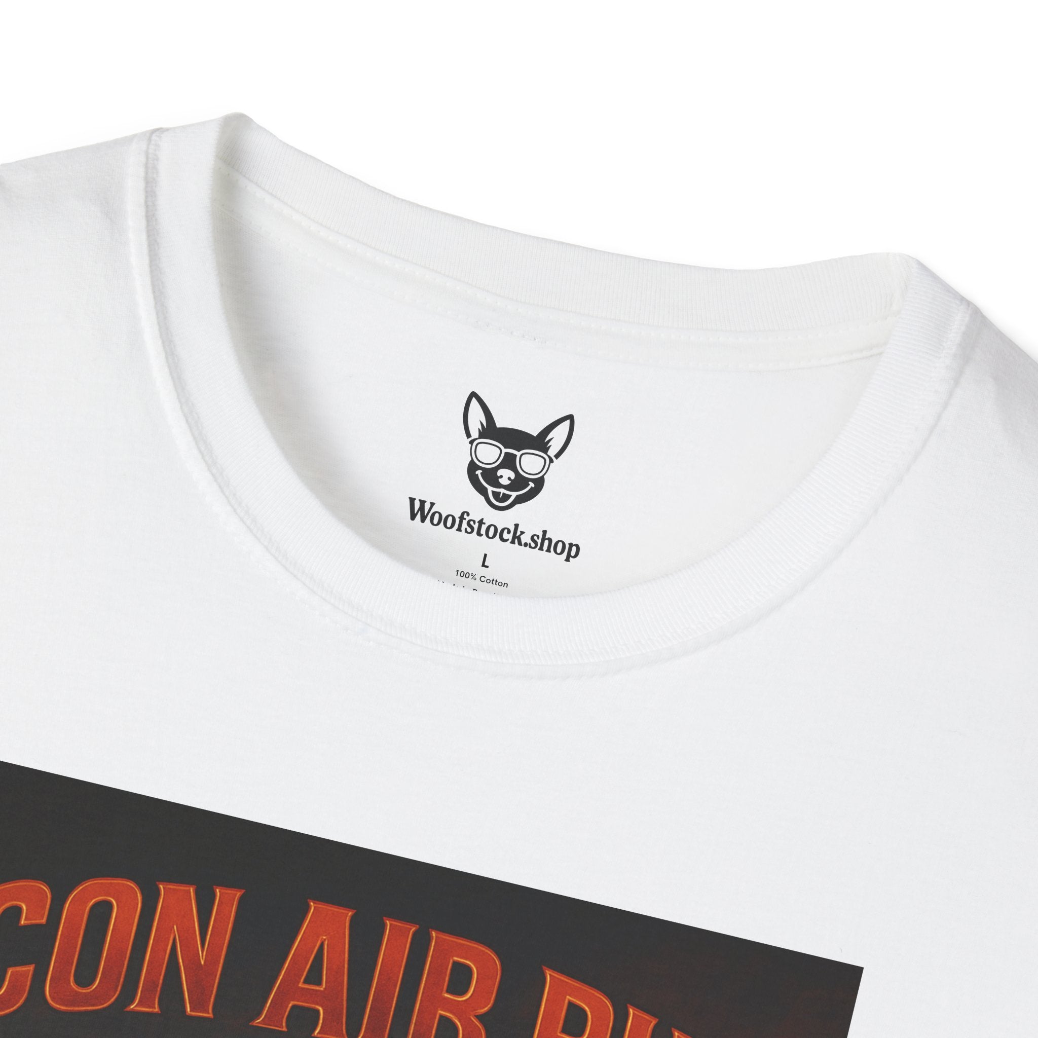 Con Air Movie Poster Dog Parody Unisex Softstyle T-Shirt – Funny Action Movie Tee for Film and Dog Lovers