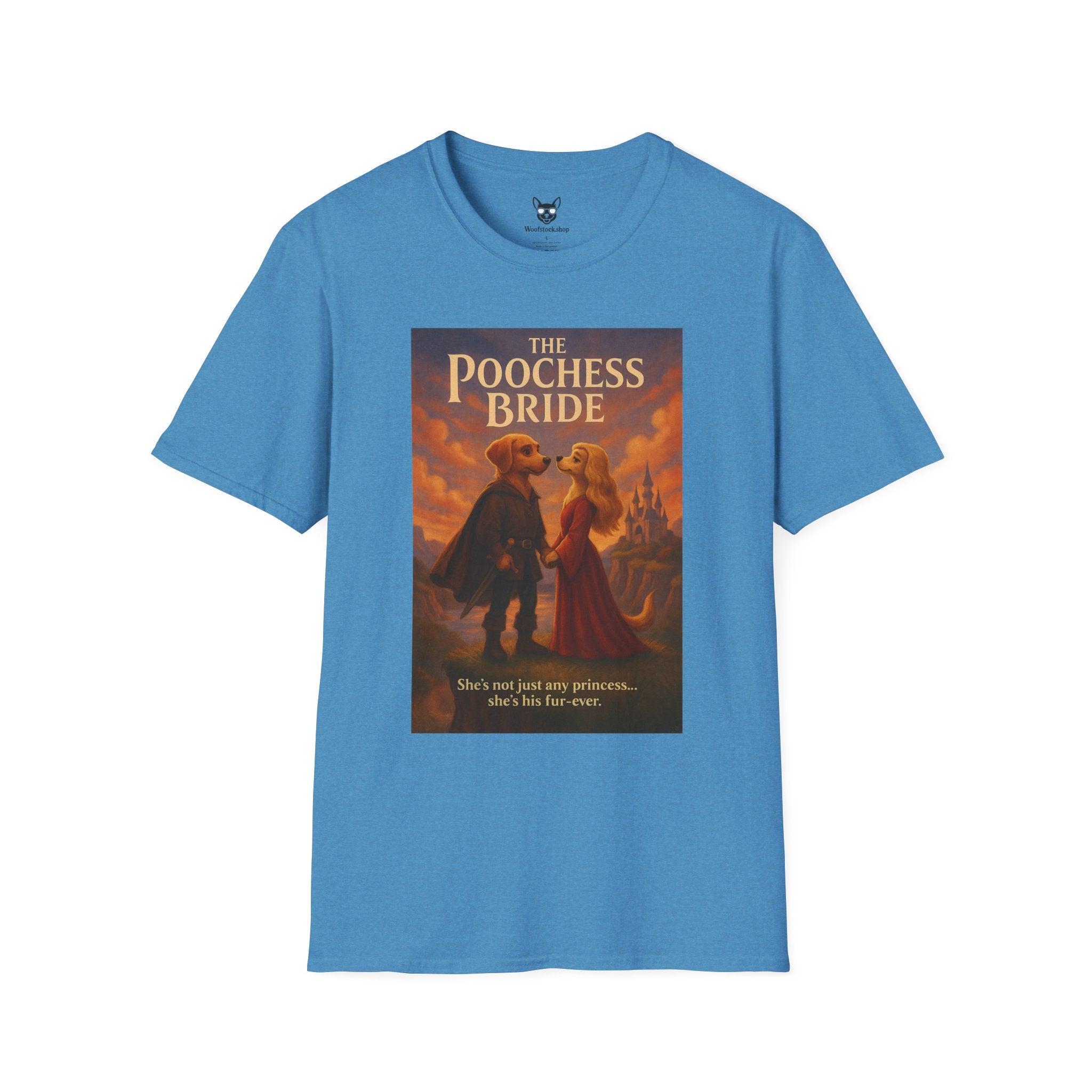 The Princess Bride Poster Dog Parody Unisex Softstyle T-Shirt -- Funny Audrey Hepburn Movie Tee for Film and Dog Lovers