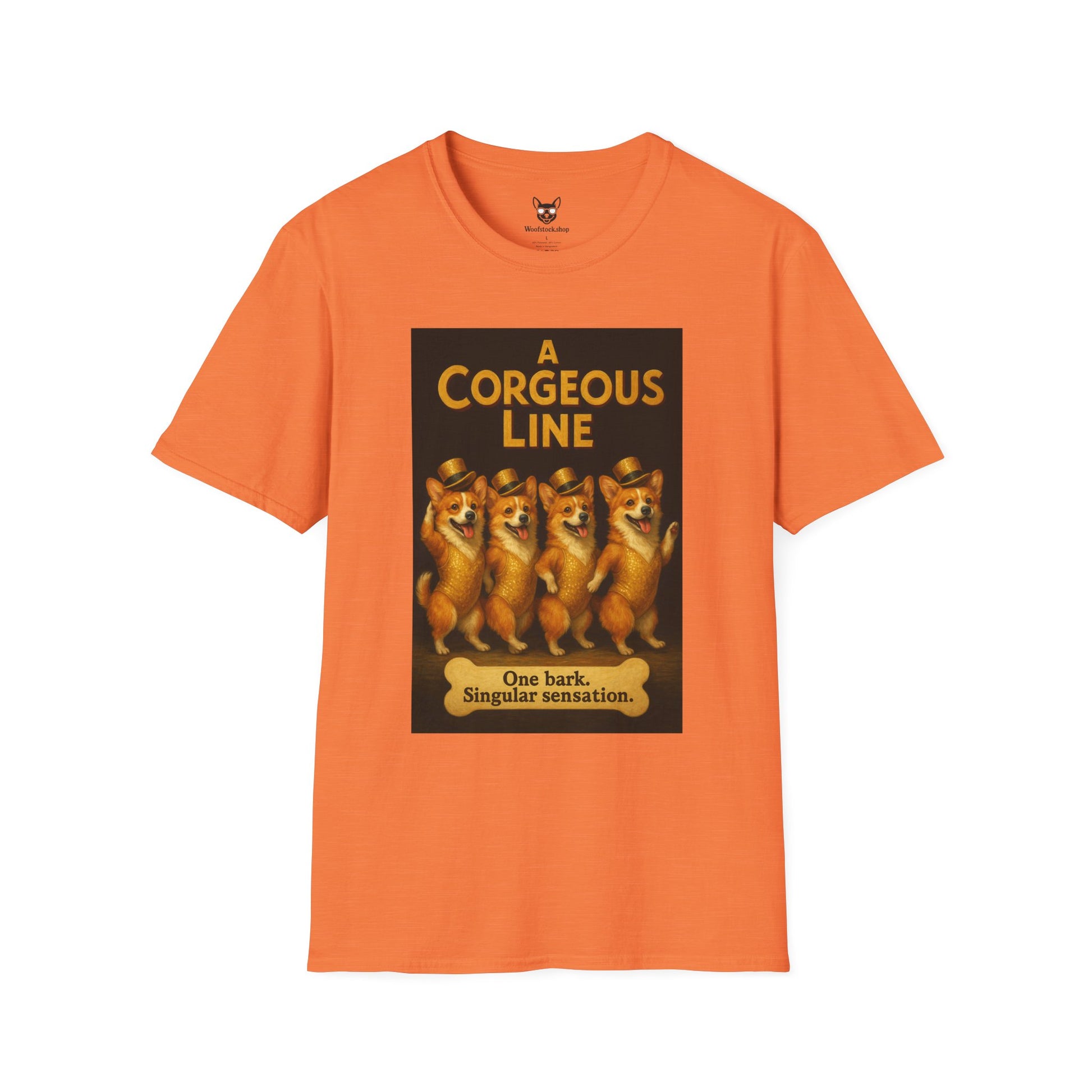 A Chorus Line Broadway Poster Dog Parody Unisex Softstyle T-Shirt -- Funny Tee for Broadway and Dog Lovers