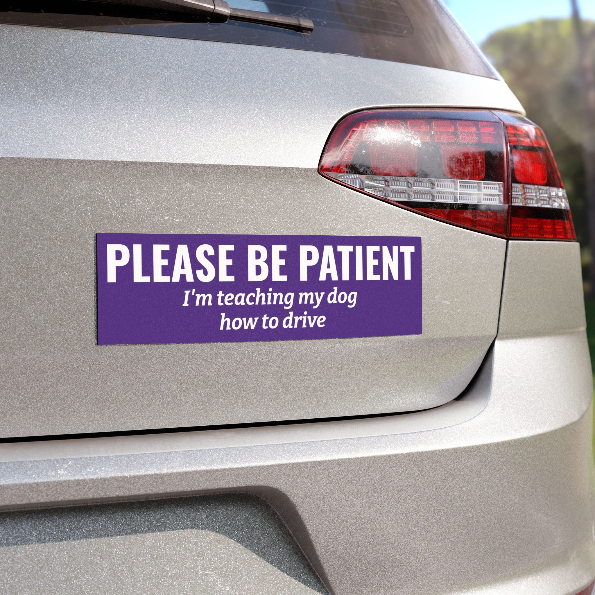 Please Be Patient, I'm Teaching My Dog How to Drive Bumper Magnet (PURPLE)