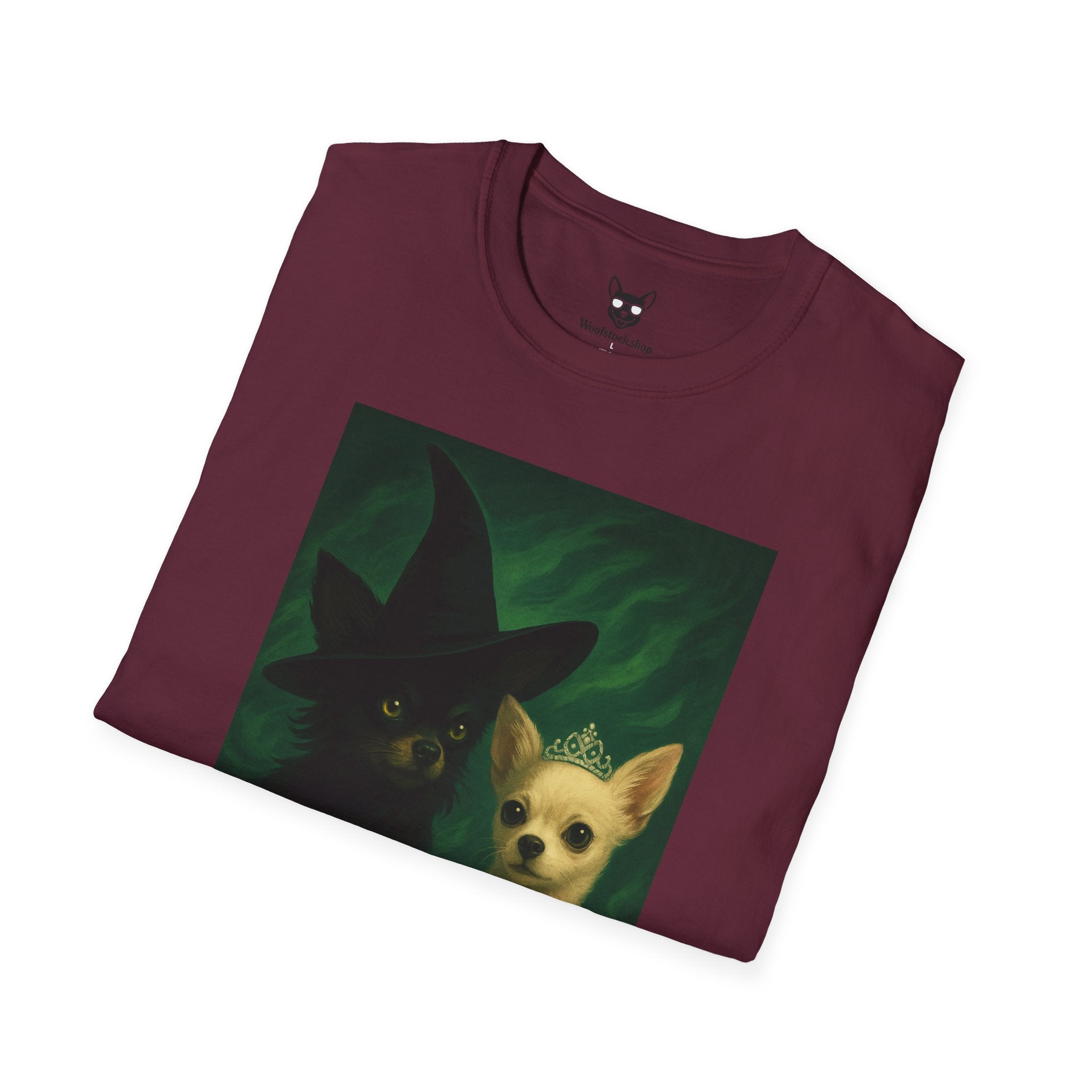 Wicked Broadway Poster Dog Parody Unisex Softstyle T-Shirt -- Funny Dog Shirt for Broadway and Dog Lovers