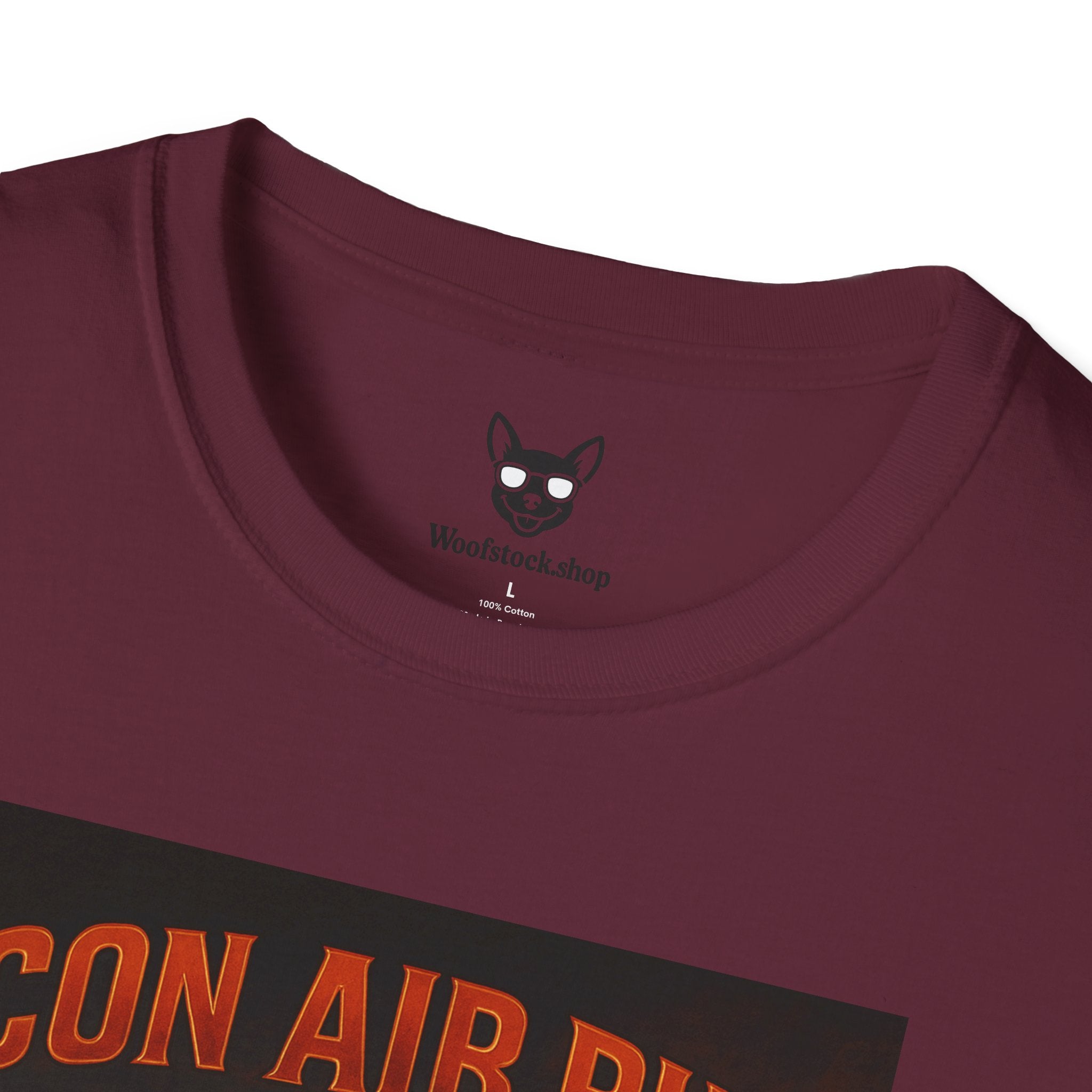 Con Air Movie Poster Dog Parody Unisex Softstyle T-Shirt – Funny Action Movie Tee for Film and Dog Lovers
