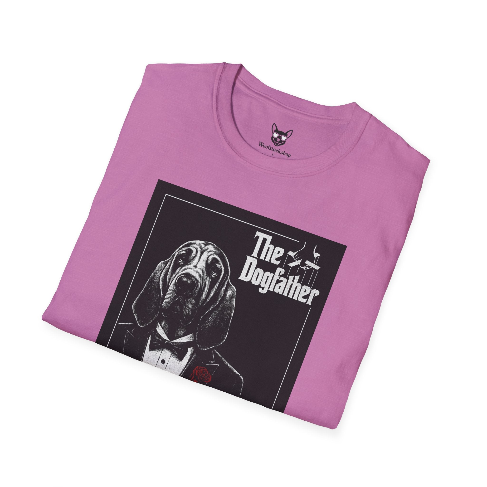 The Godfather Movie Poster Dog Parody Unisex Softstyle T-Shirt – Funny Movie Tee for Film and Dog Lovers