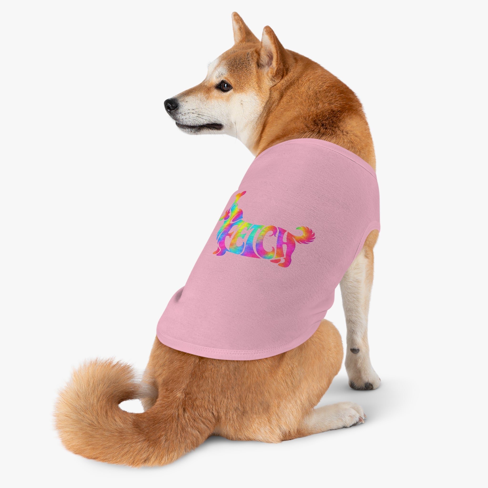 Tie-Dye "FETCH" Dog Tank Top - Colorful Retriever Graphic Pet Shirt