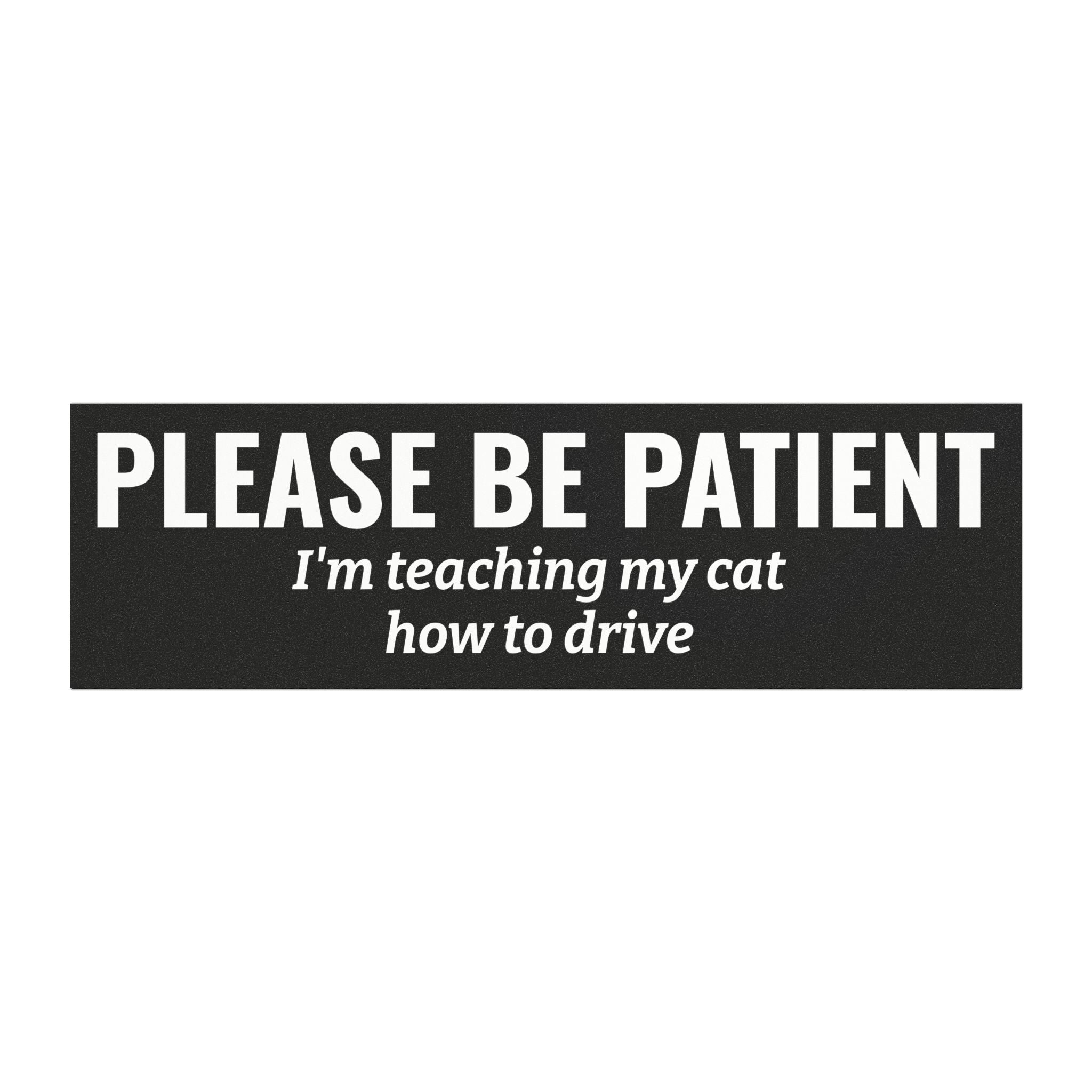 Please Be Patient, I'm Teaching My Cat How to Drive Bumper Magnet (BLACK)