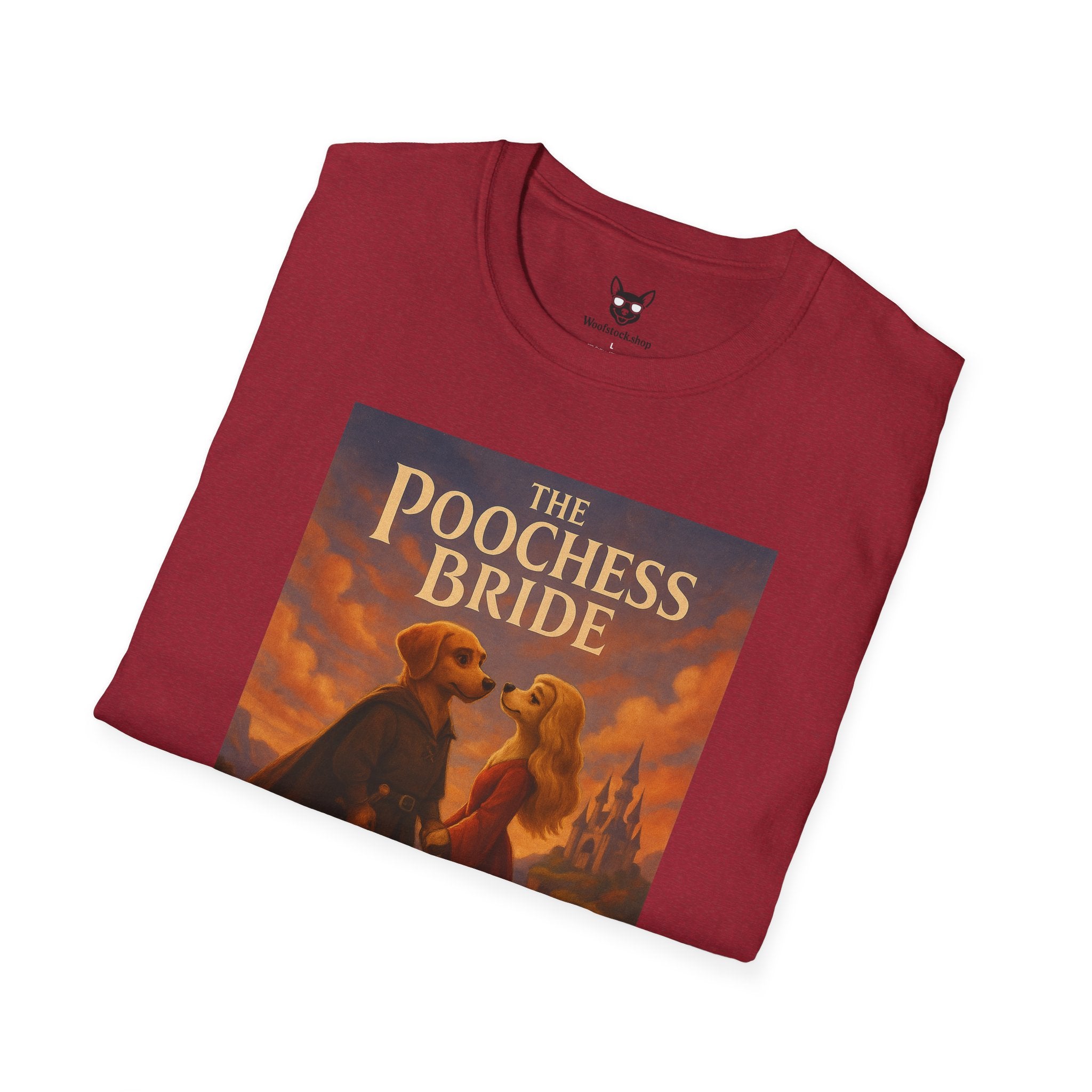 The Princess Bride Poster Dog Parody Unisex Softstyle T-Shirt -- Funny Audrey Hepburn Movie Tee for Film and Dog Lovers