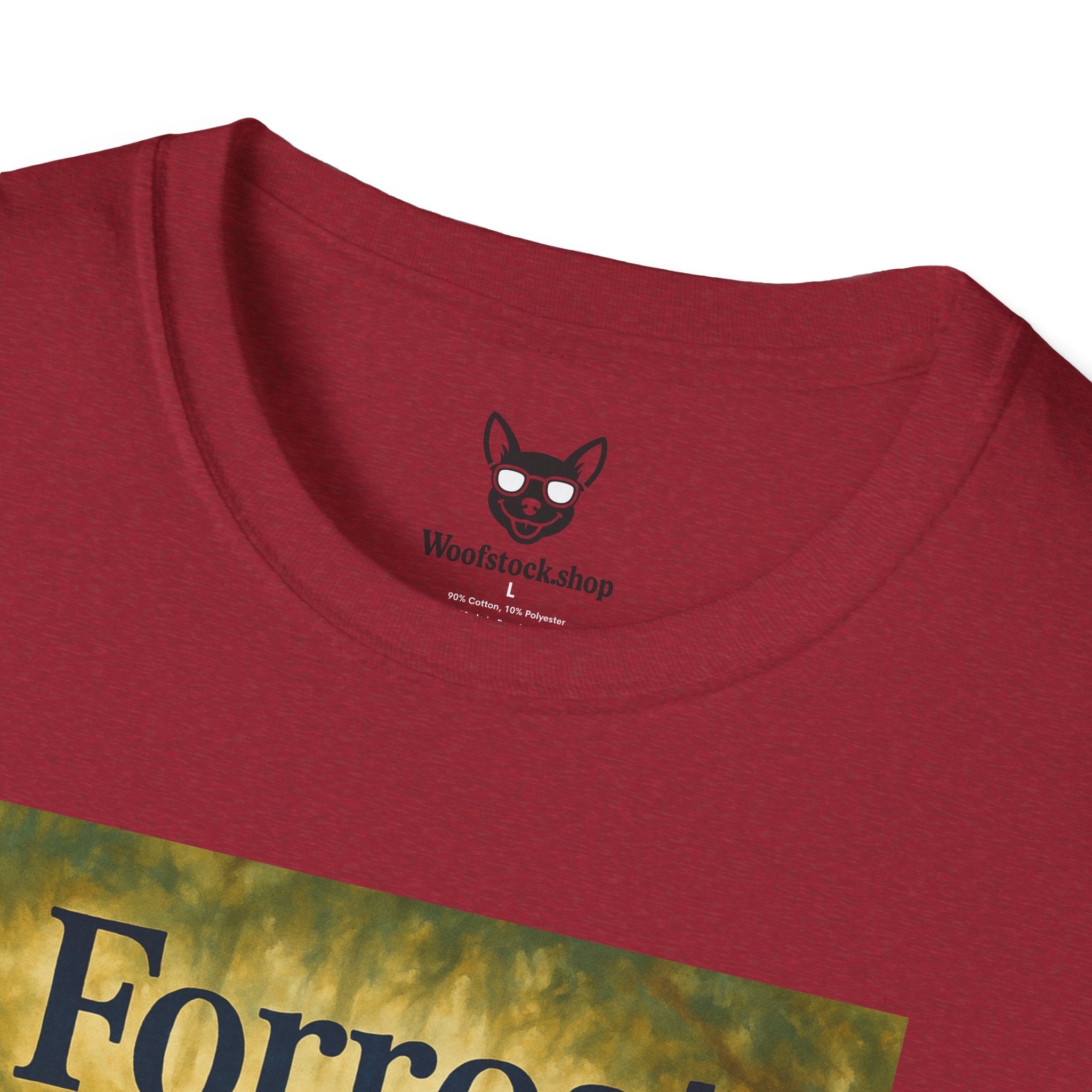 Forrest Gump Movie Poster Dog Parody Unisex Softstyle T-Shirt -- Funny Dog Movie Tee for Film and Dog Lovers