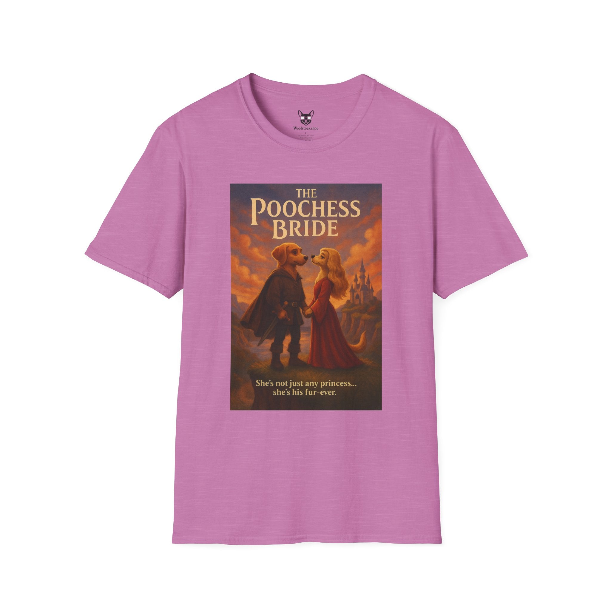 The Princess Bride Poster Dog Parody Unisex Softstyle T-Shirt -- Funny Audrey Hepburn Movie Tee for Film and Dog Lovers