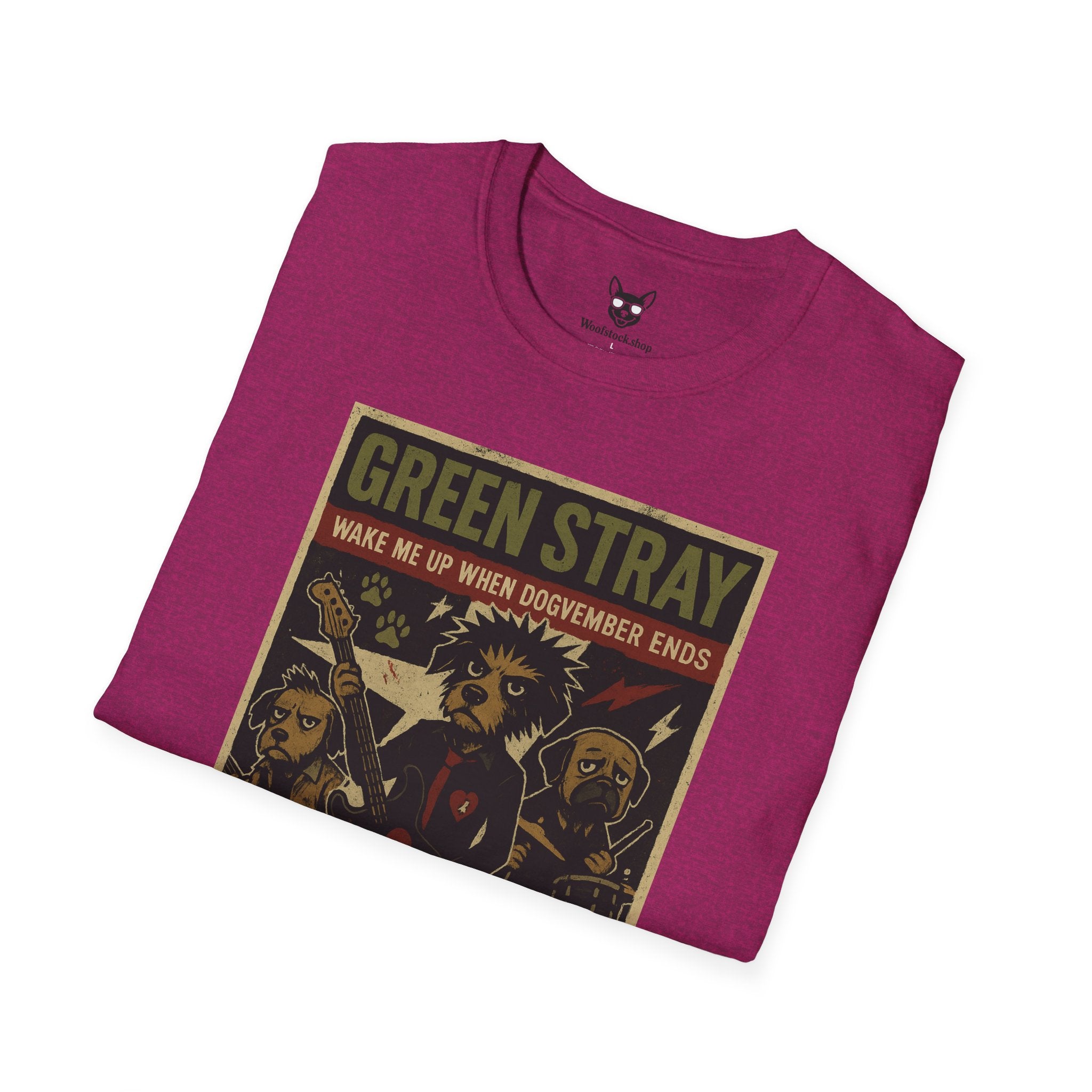 Green Day Concert Poster Dog Parody Unisex Softstyle T-Shirt – Funny Tee for Music and Dog Lovers