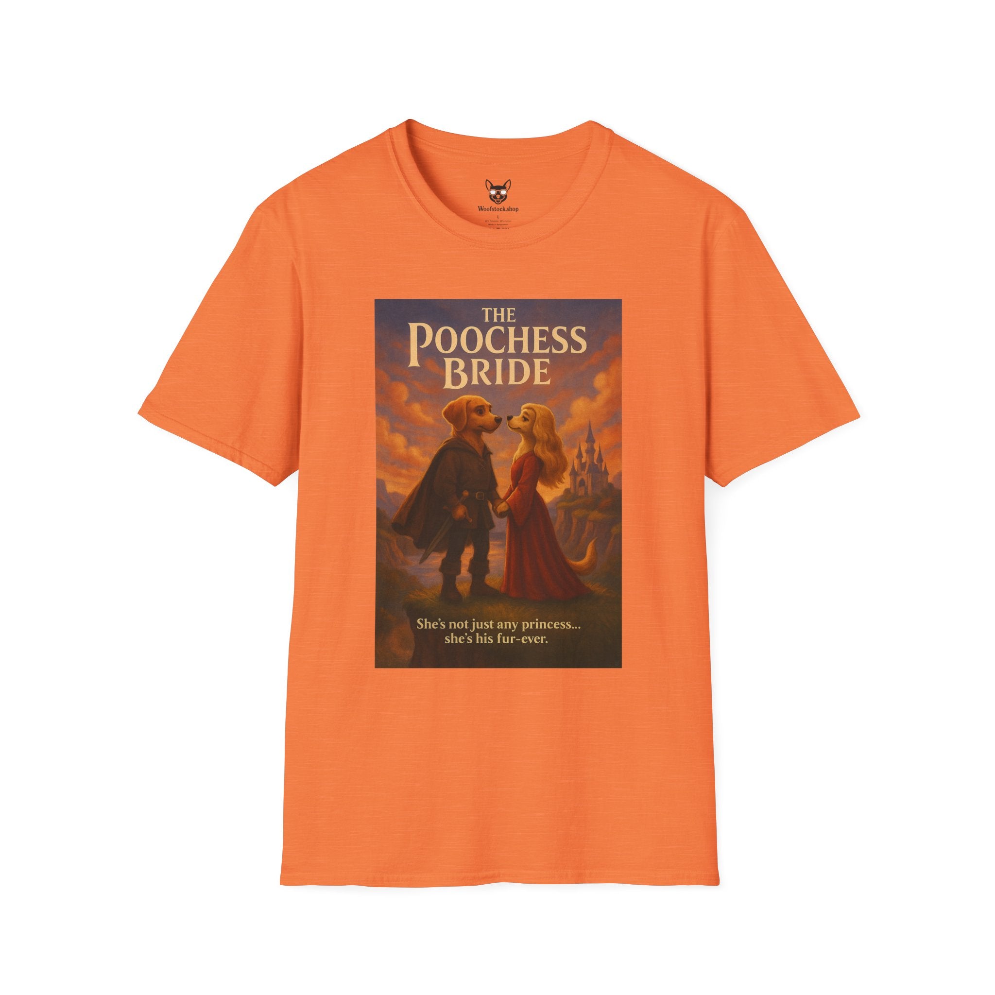 The Princess Bride Poster Dog Parody Unisex Softstyle T-Shirt -- Funny Audrey Hepburn Movie Tee for Film and Dog Lovers