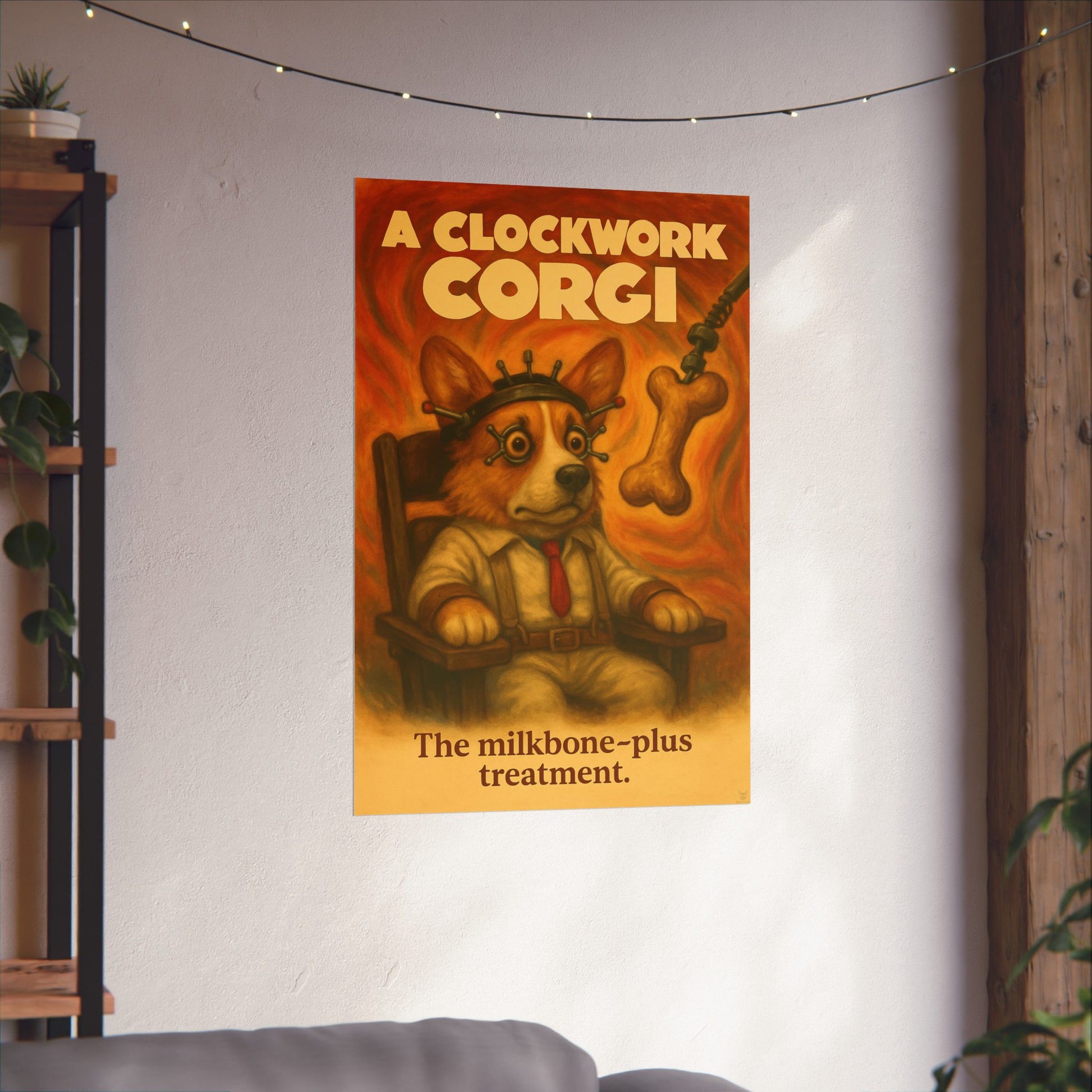 A Clockwork Orange Movie Poster Dog Parody -- A Clockwork Corgi -- Movie Parody Wall Art -- Perfect for Pet and Movie Lovers