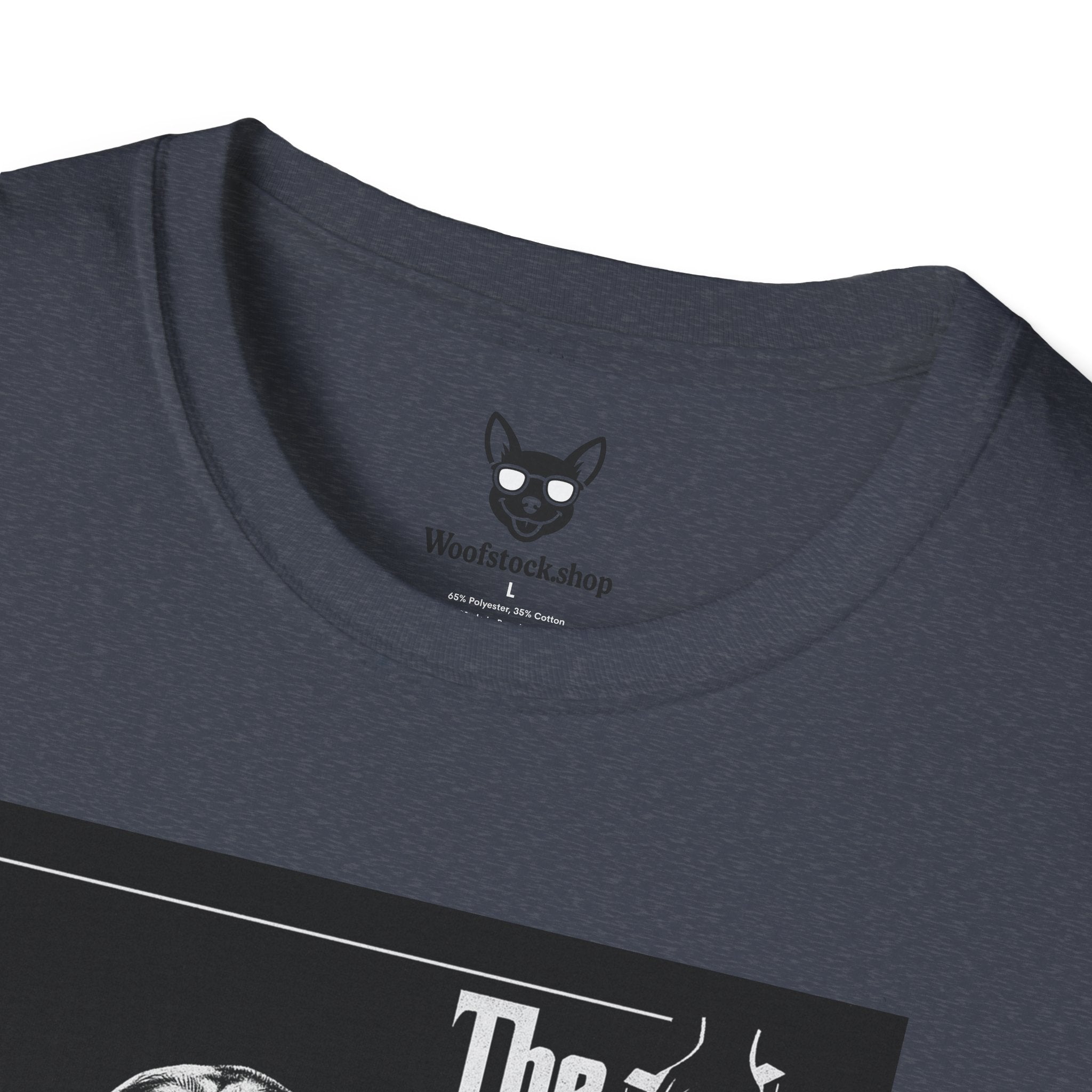 The Godfather Movie Poster Dog Parody Unisex Softstyle T-Shirt – Funny Movie Tee for Film and Dog Lovers