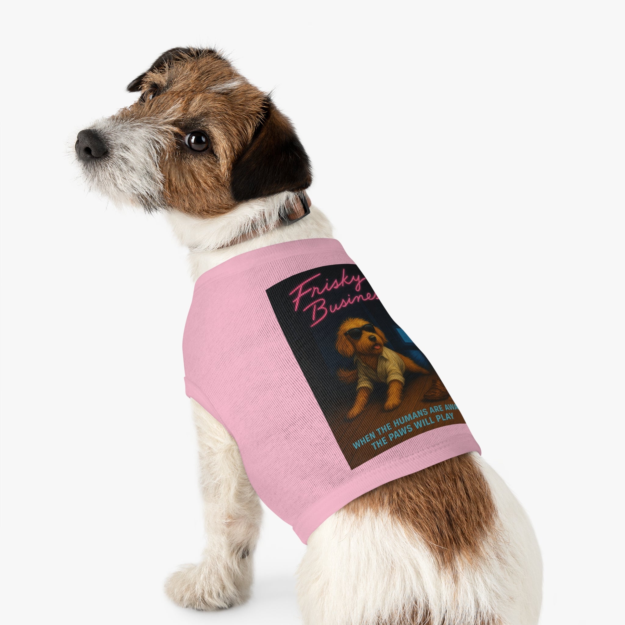 Frisky Business Pet Tank Top-- Funny Parody Shirt for Dog Lovers