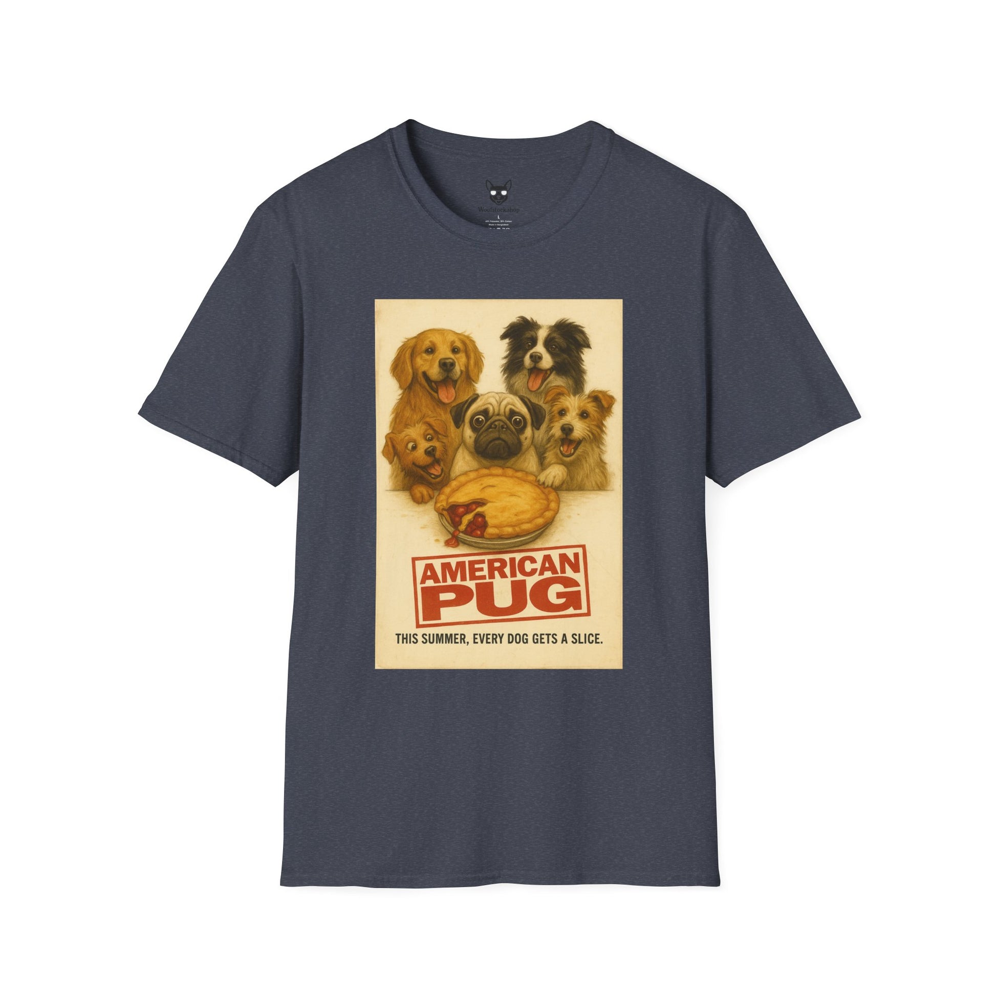 American Pie Movie Poster Dog Parody Unisex Softstyle T-Shirt -- Funny Dog Movie Tee for Film and Dog Lovers