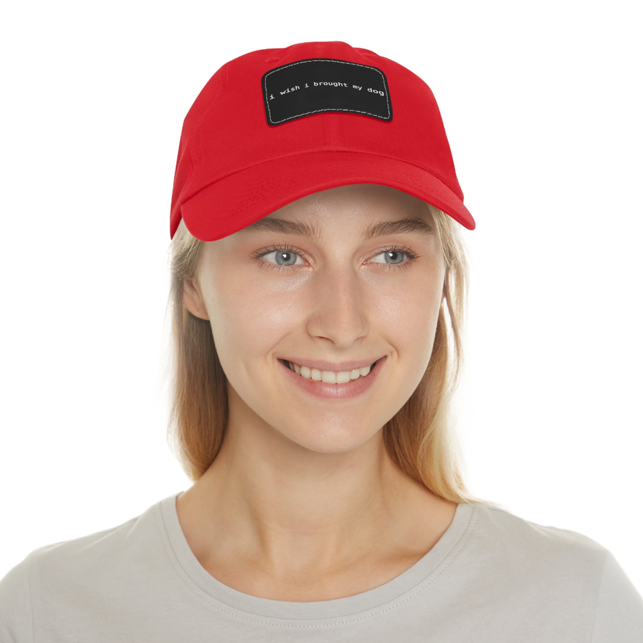I Wish I Brought My Dog Hat with Patch (Rectangle) -- Funny Hat for Dog Lovers